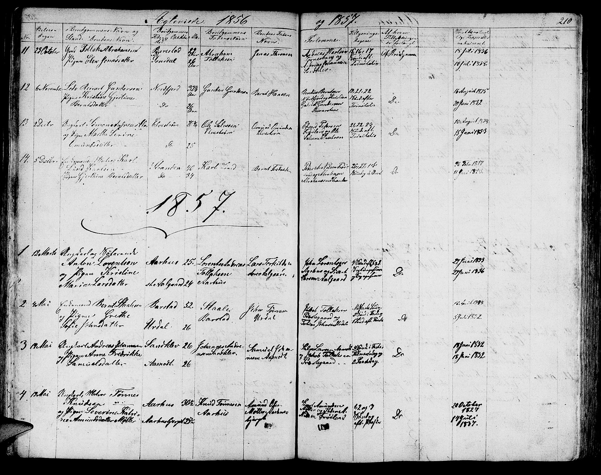 Sokndal sokneprestkontor, SAST/A-101808: Parish register (copy) no. B 2, 1849-1865, p. 210