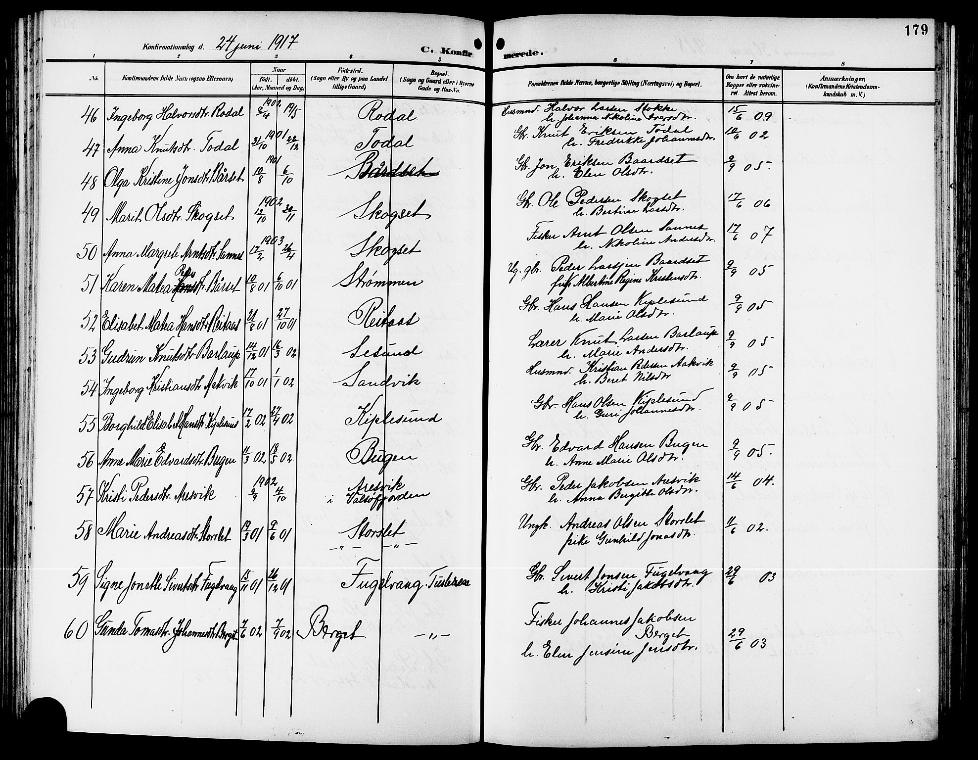 Ministerialprotokoller, klokkerbøker og fødselsregistre - Møre og Romsdal, AV/SAT-A-1454/578/L0910: Parish register (copy) no. 578C03, 1900-1921, p. 179