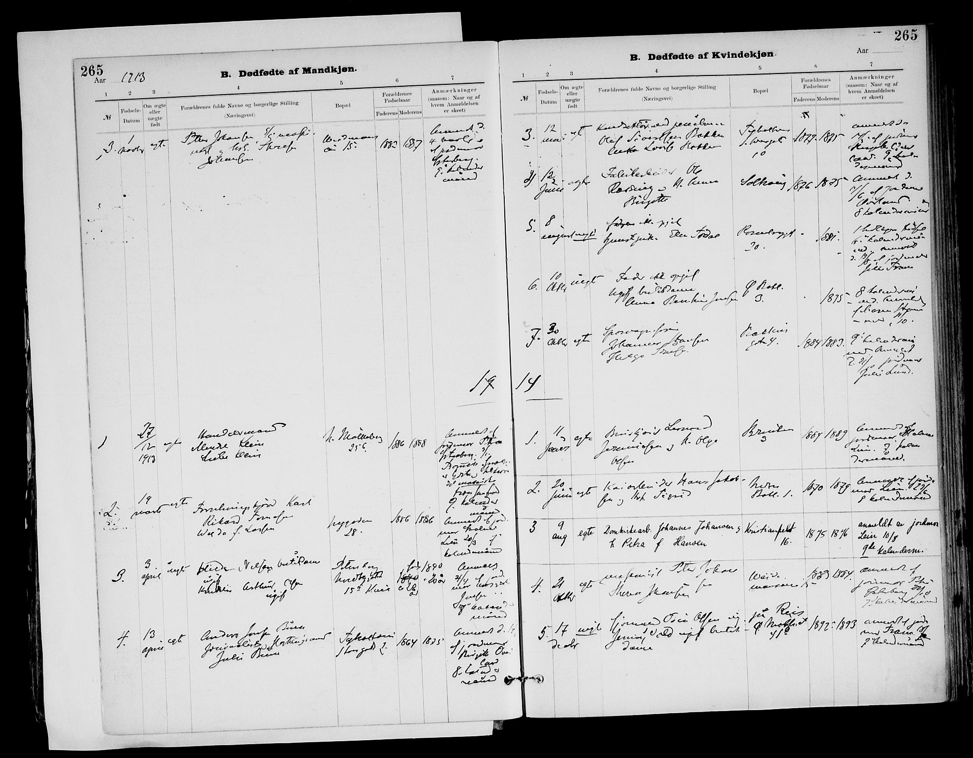 Ministerialprotokoller, klokkerbøker og fødselsregistre - Sør-Trøndelag, SAT/A-1456/604/L0203: Parish register (official) no. 604A23, 1908-1916, p. 265