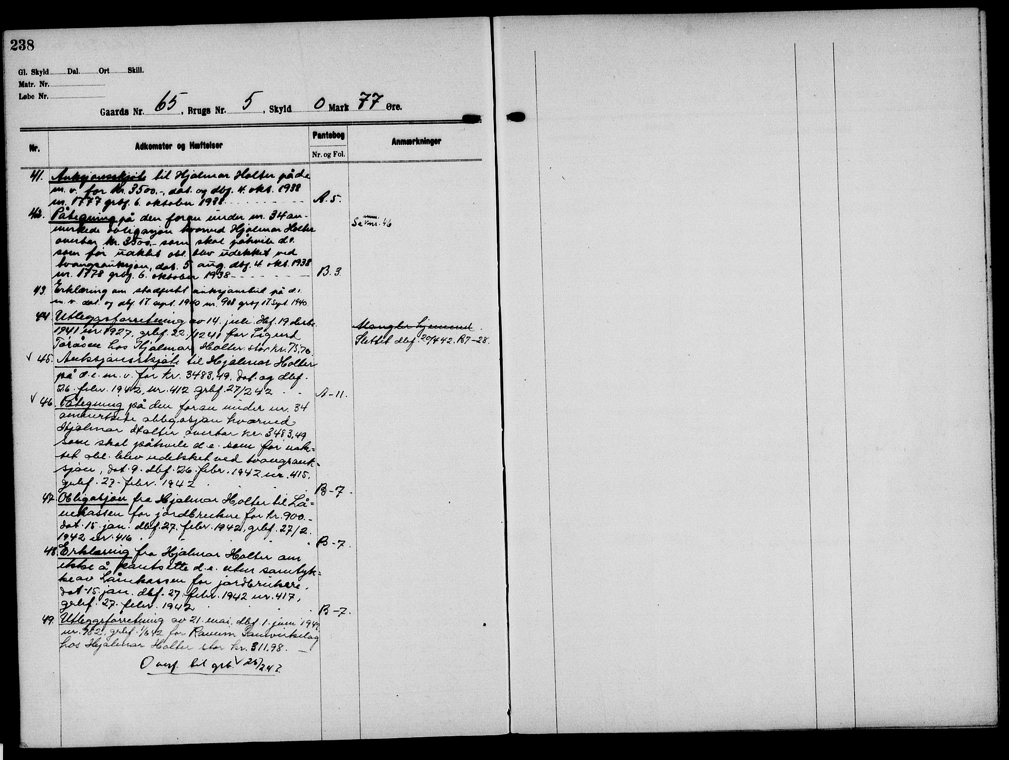 Solør tingrett, AV/SAH-TING-008/H/Ha/Hak/L0005: Mortgage register no. V, 1900-1935, p. 238