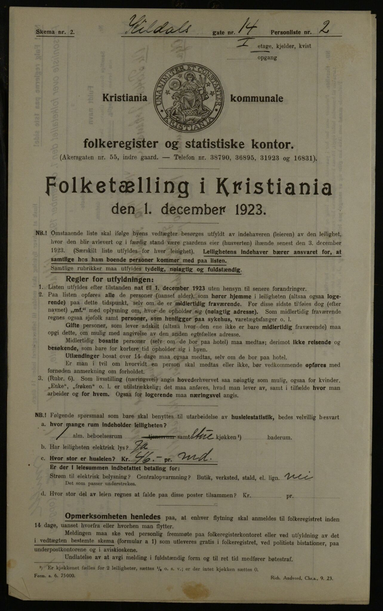 OBA, Municipal Census 1923 for Kristiania, 1923, p. 83654