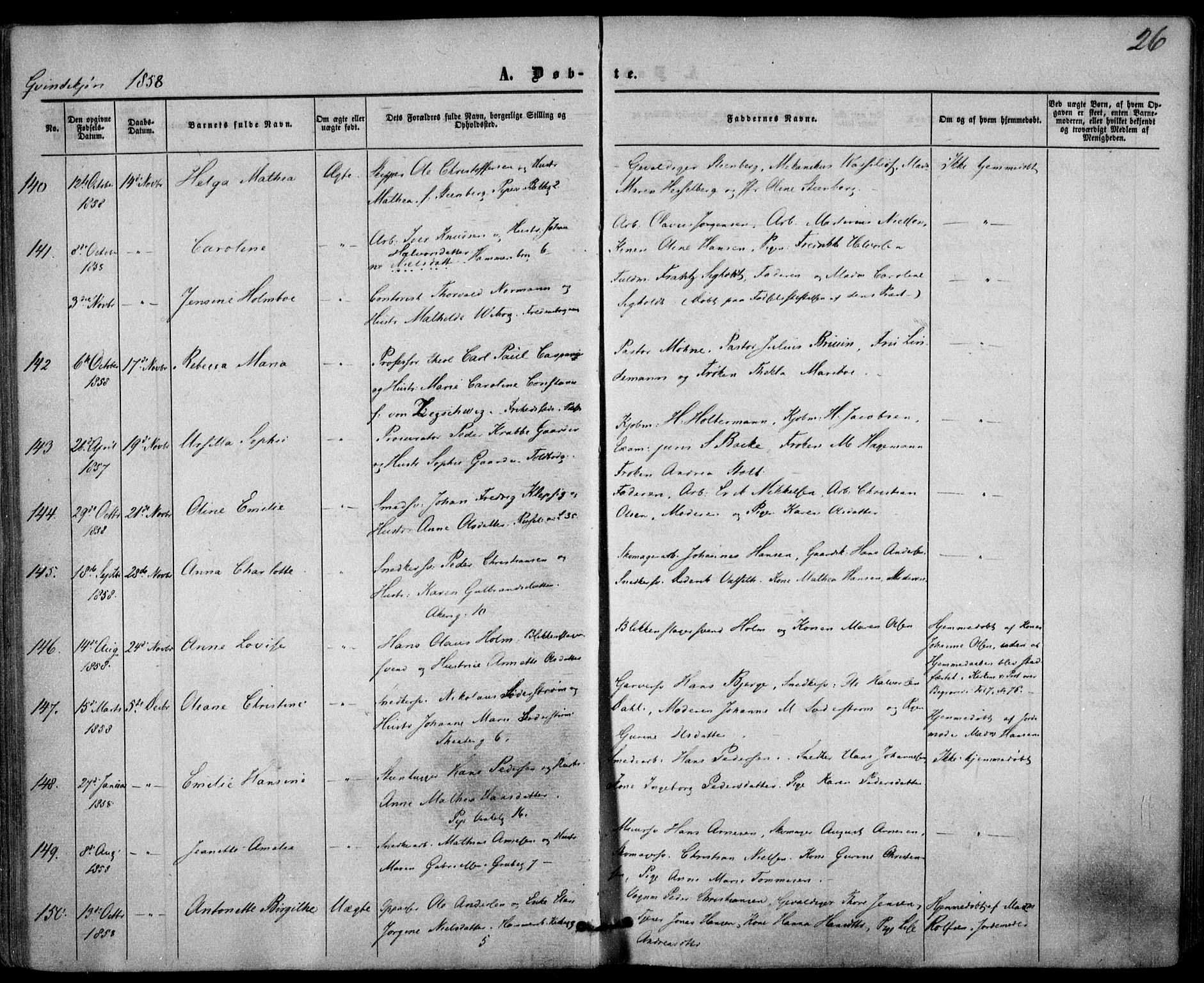 Trefoldighet prestekontor Kirkebøker, AV/SAO-A-10882/F/Fa/L0001: Parish register (official) no. I 1, 1858-1863, p. 26