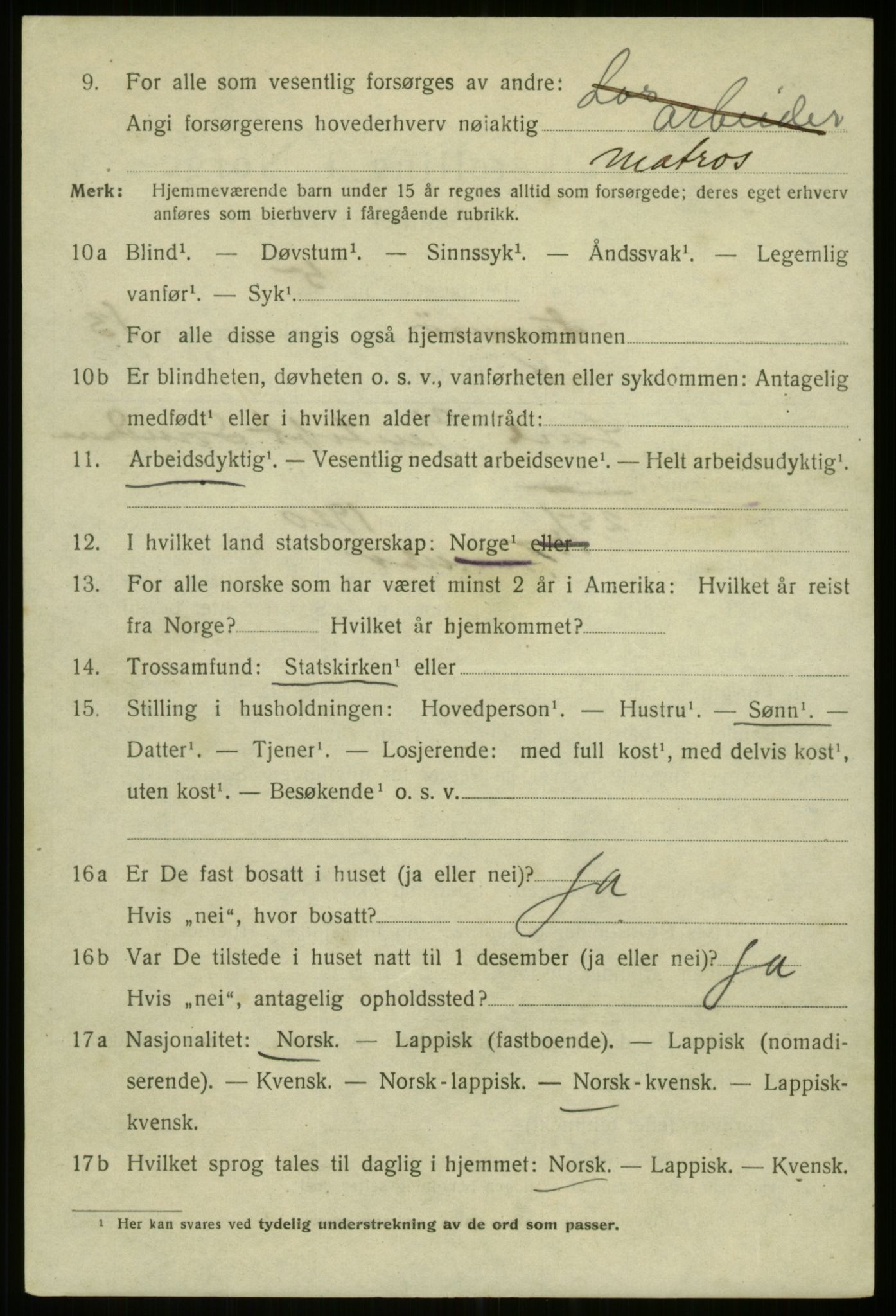 SATØ, 1920 census for Tromsø, 1920, p. 26186