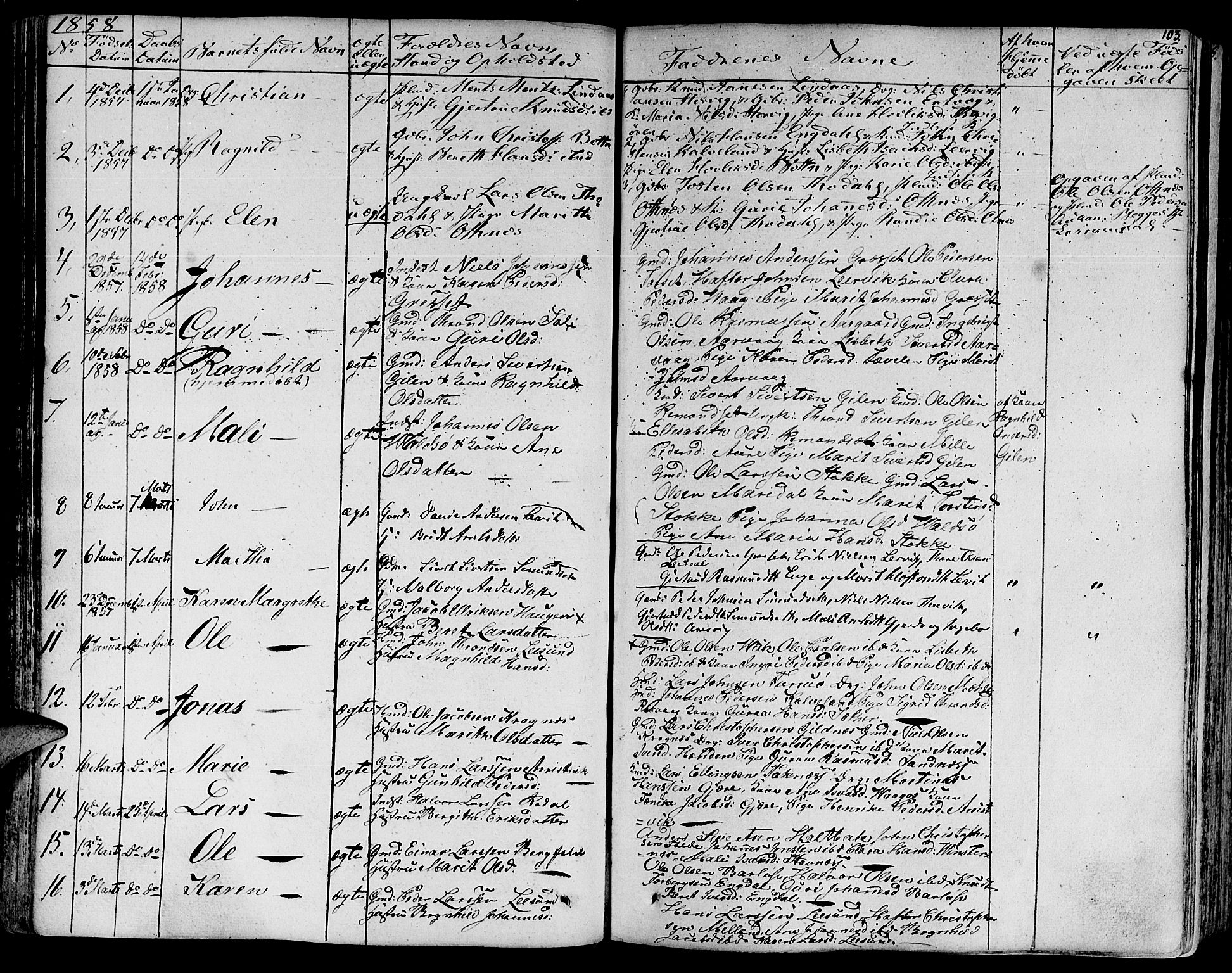 Ministerialprotokoller, klokkerbøker og fødselsregistre - Møre og Romsdal, AV/SAT-A-1454/578/L0904: Parish register (official) no. 578A03, 1836-1858, p. 103