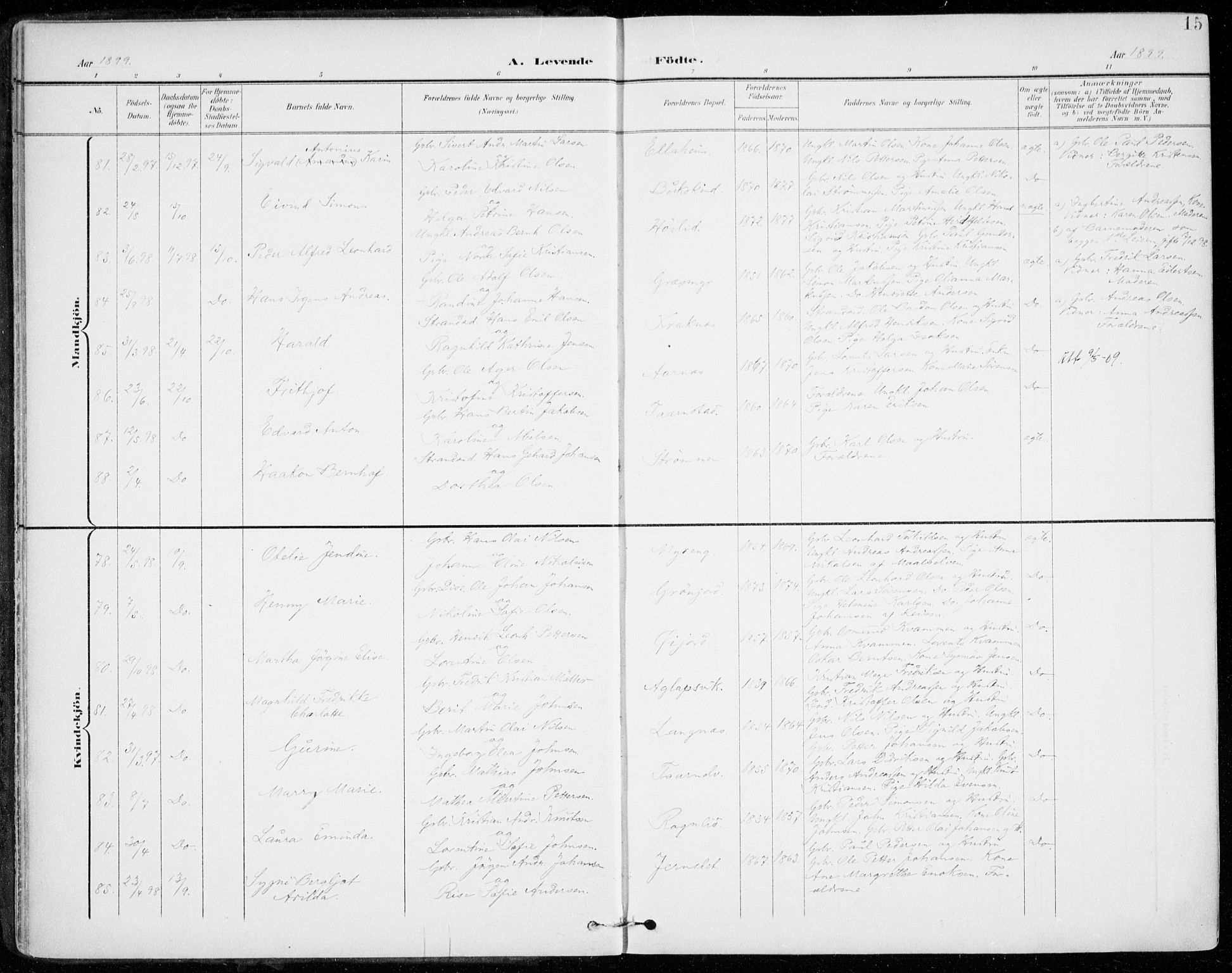 Lenvik sokneprestembete, SATØ/S-1310/H/Ha/Haa/L0014kirke: Parish register (official) no. 14, 1899-1909, p. 15