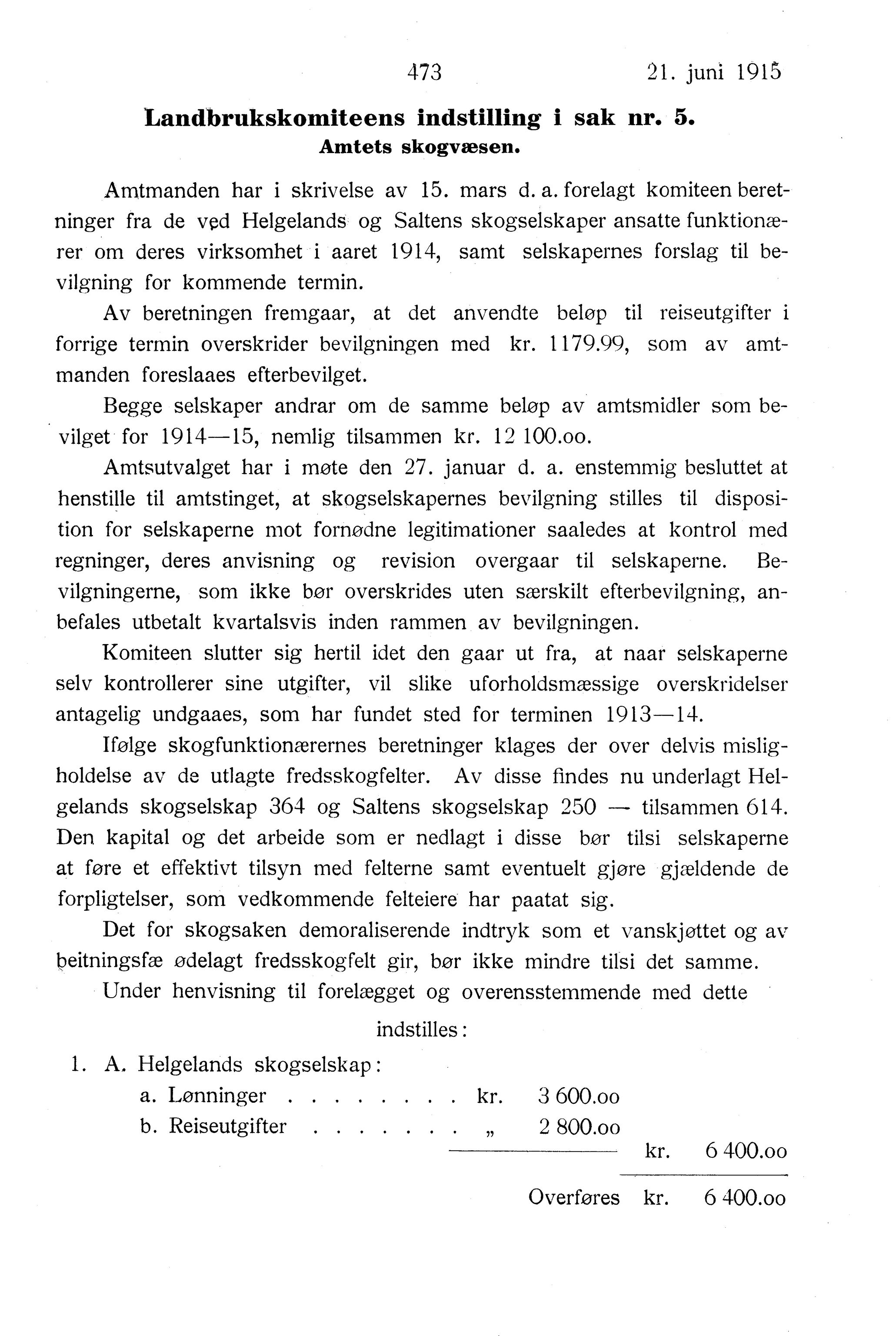 Nordland Fylkeskommune. Fylkestinget, AIN/NFK-17/176/A/Ac/L0038: Fylkestingsforhandlinger 1915, 1915