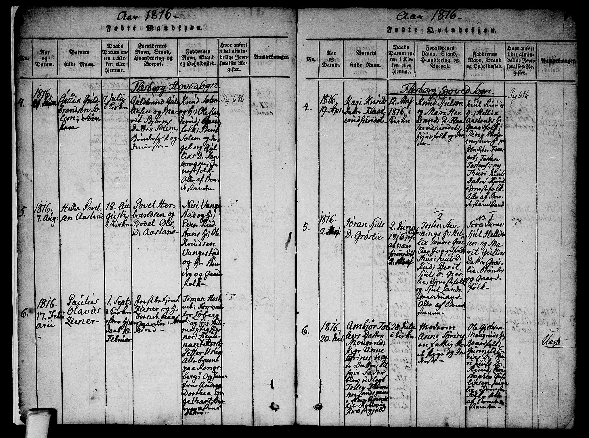 Flesberg kirkebøker, SAKO/A-18/F/Fa/L0005: Parish register (official) no. I 5, 1816-1834, p. 3-4