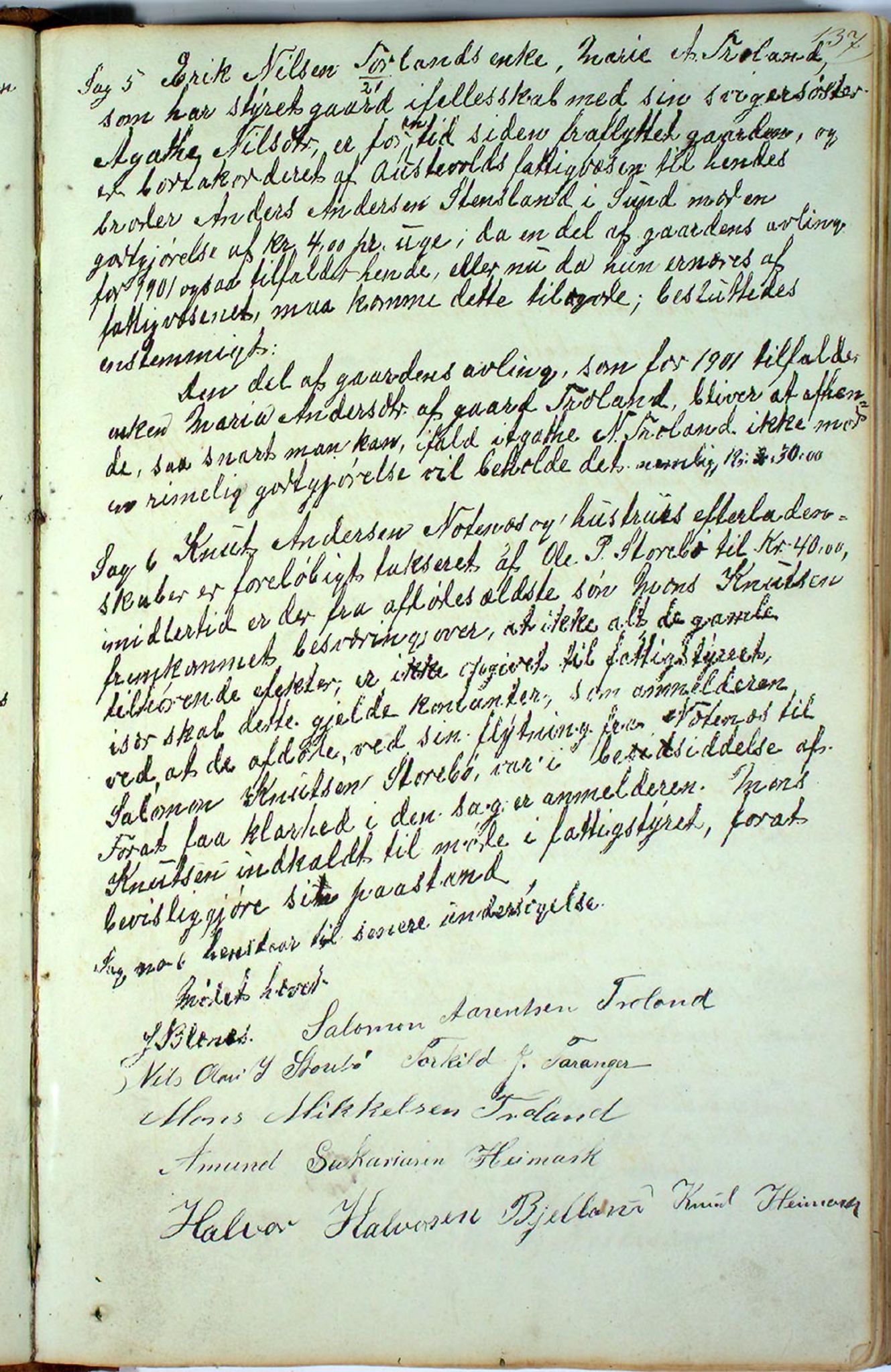 Austevoll kommune. Fattigstyret, IKAH/1244-311/A/Aa/L0001a: Møtebok for Austevoll sokn fattigkommisjon , 1846-1922, p. 137a