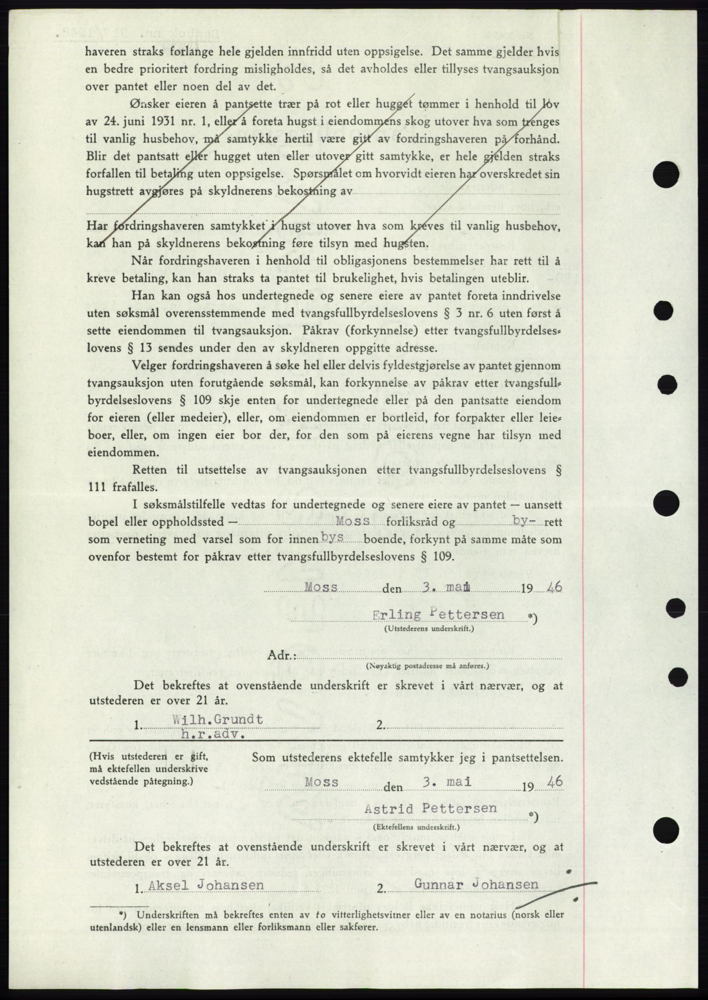 Moss sorenskriveri, SAO/A-10168: Mortgage book no. B15, 1946-1946, Diary no: : 917/1946