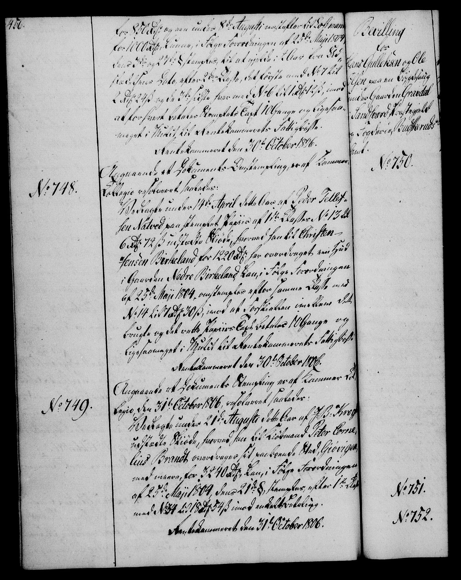 Rentekammeret, Kammerkanselliet, RA/EA-3111/G/Gg/Gga/L0018: Norsk ekspedisjonsprotokoll med register (merket RK 53.18), 1804-1806, p. 456