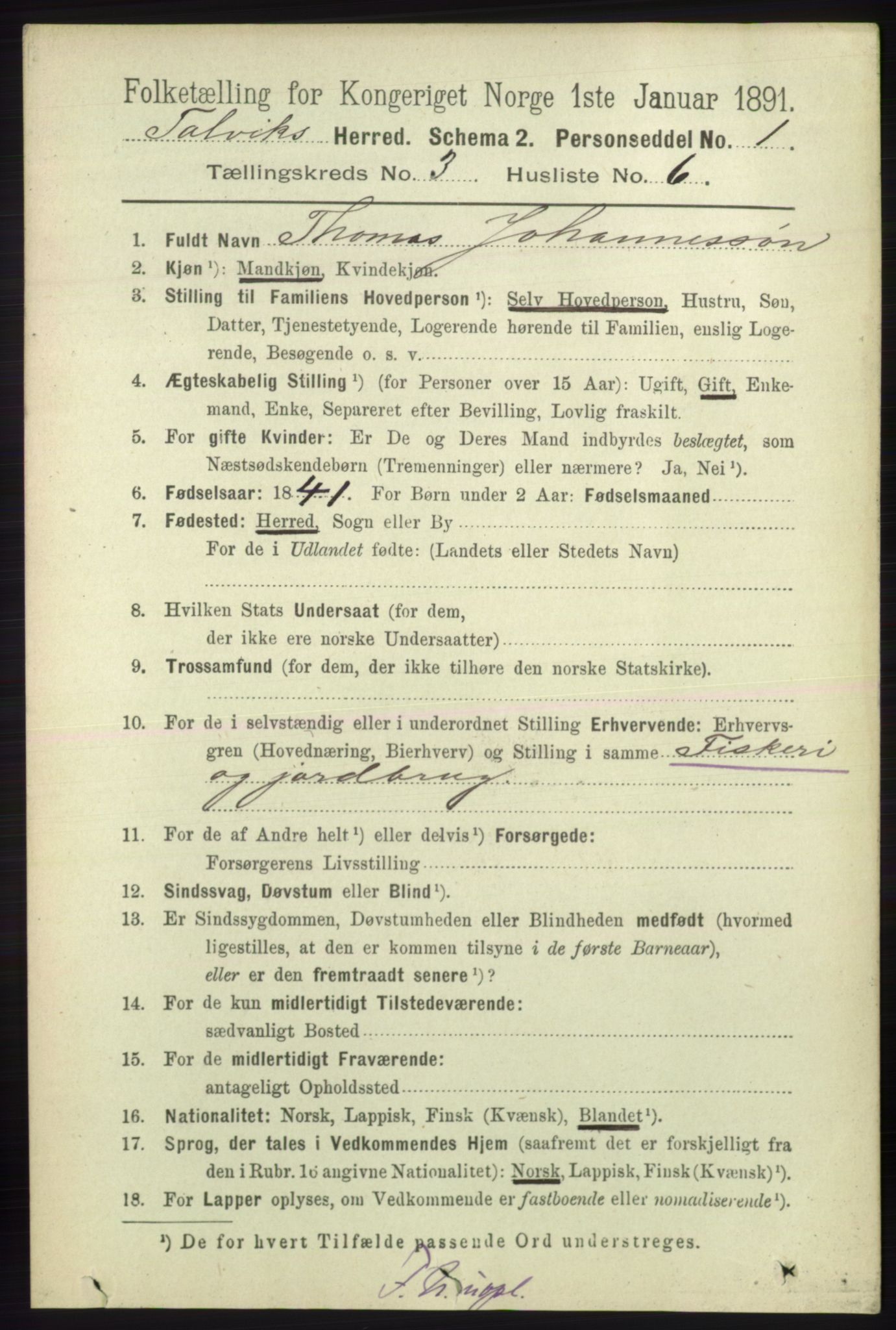 RA, 1891 census for 2013 Talvik, 1891, p. 748
