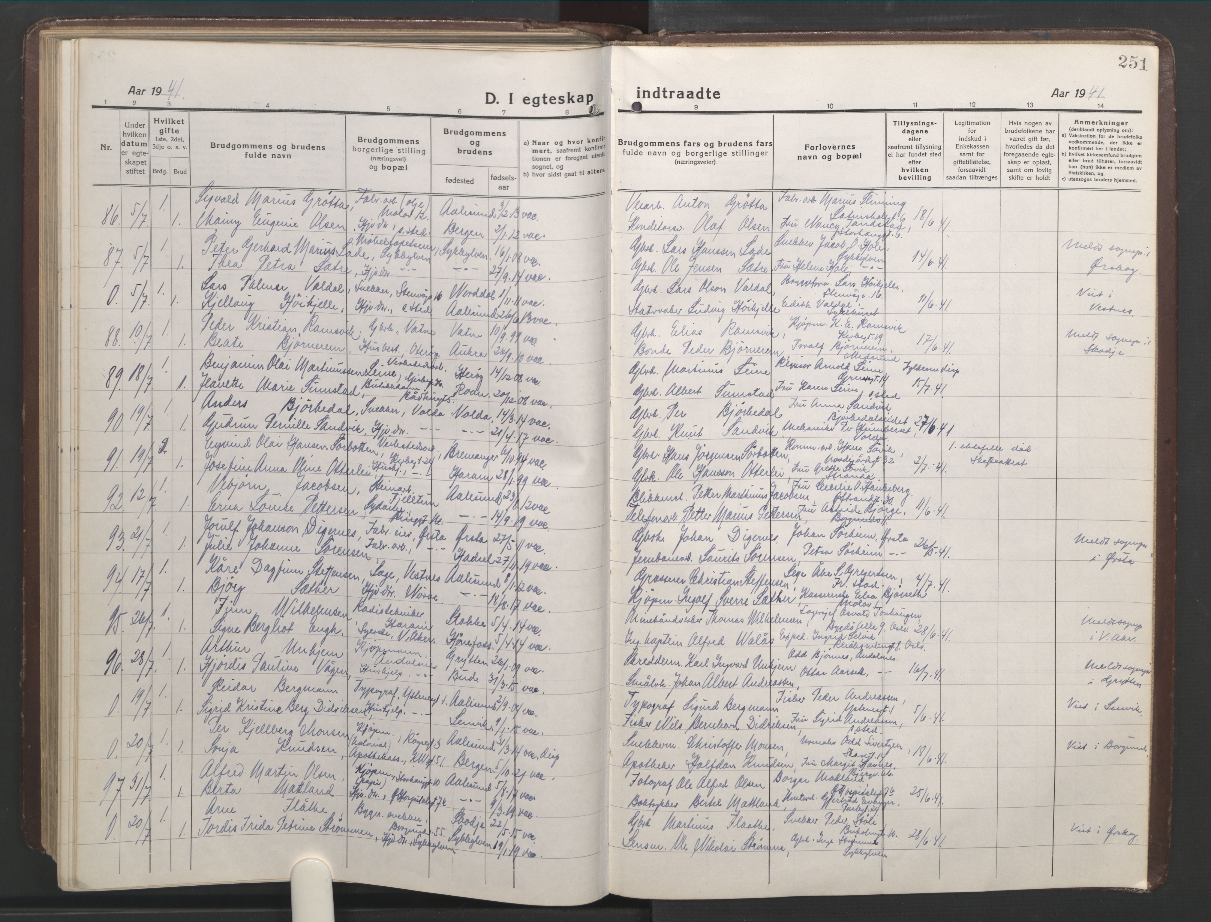 Ministerialprotokoller, klokkerbøker og fødselsregistre - Møre og Romsdal, AV/SAT-A-1454/529/L0473: Parish register (copy) no. 529C10, 1918-1941, p. 251