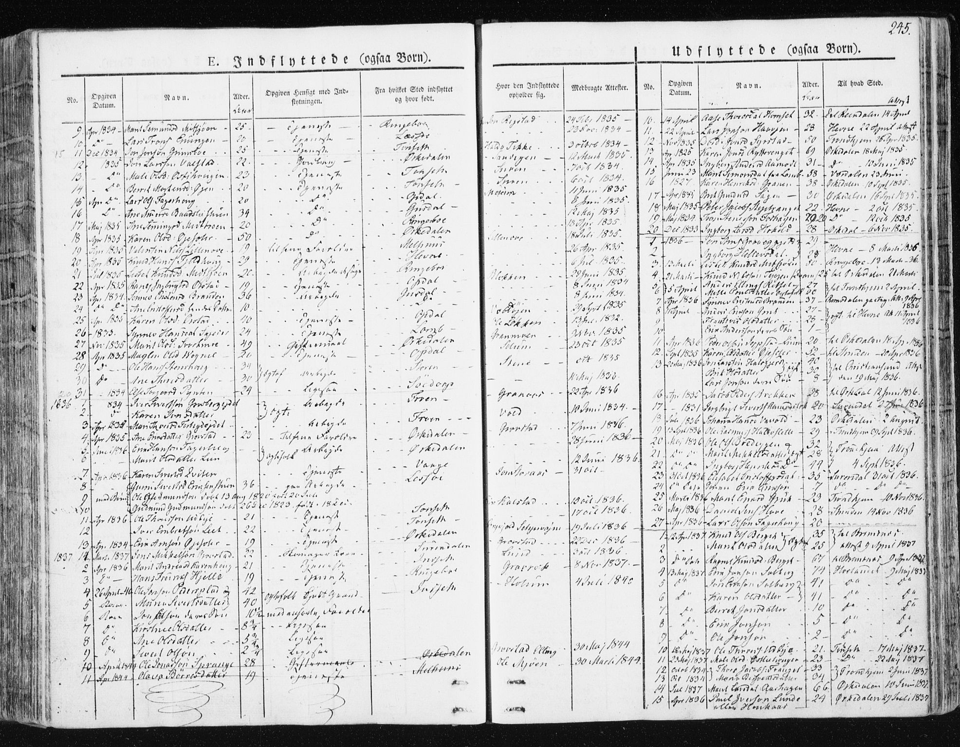 Ministerialprotokoller, klokkerbøker og fødselsregistre - Sør-Trøndelag, SAT/A-1456/672/L0855: Parish register (official) no. 672A07, 1829-1860, p. 245