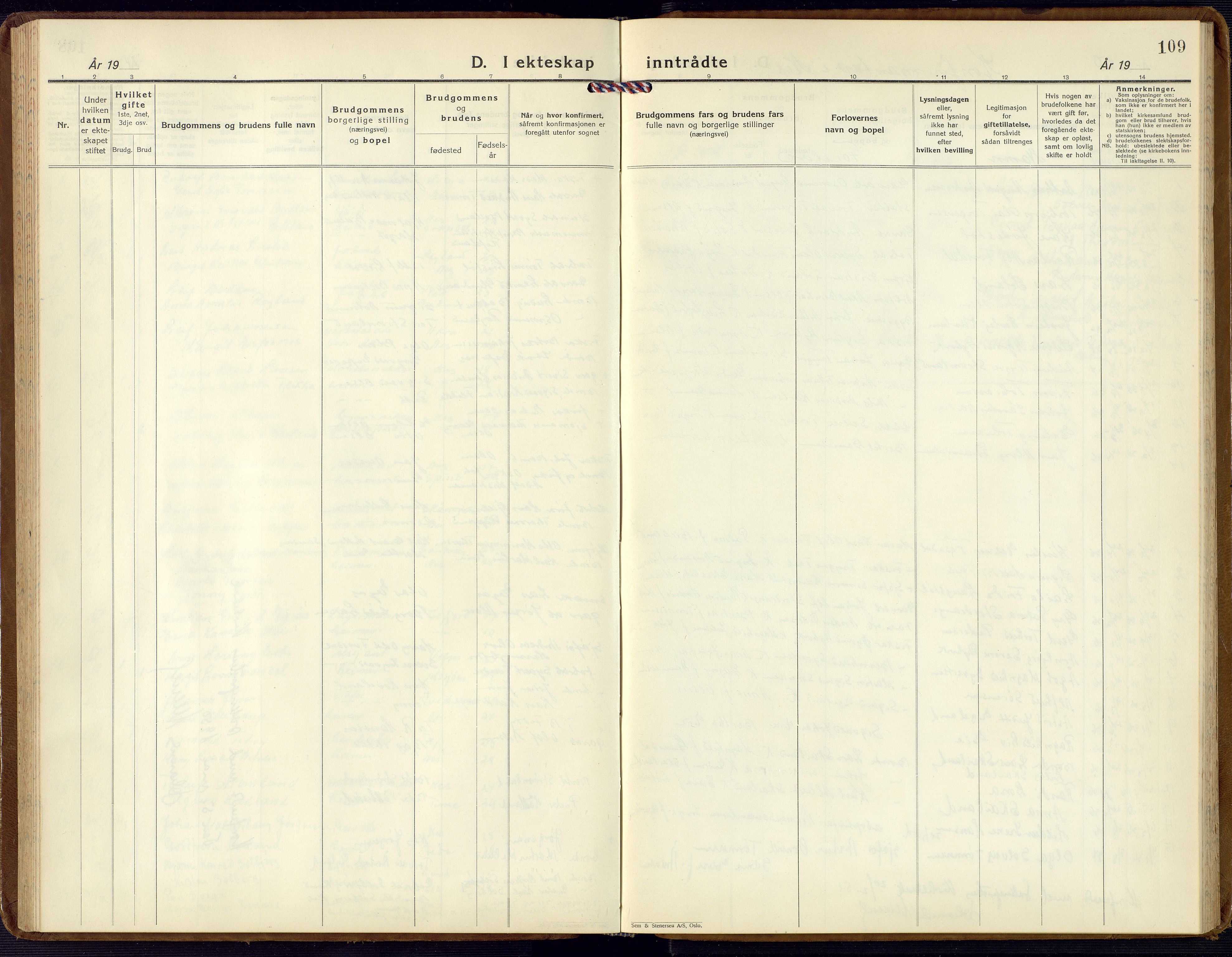 Flekkefjord sokneprestkontor, AV/SAK-1111-0012/F/Fb/Fba/L0003: Parish register (copy) no. B 3, 1932-1969, p. 109