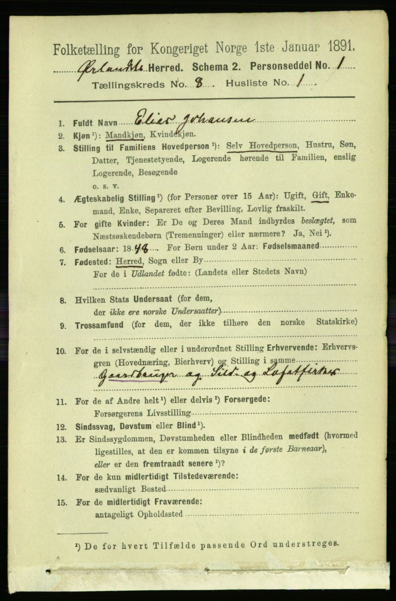 RA, 1891 census for 1621 Ørland, 1891, p. 3185