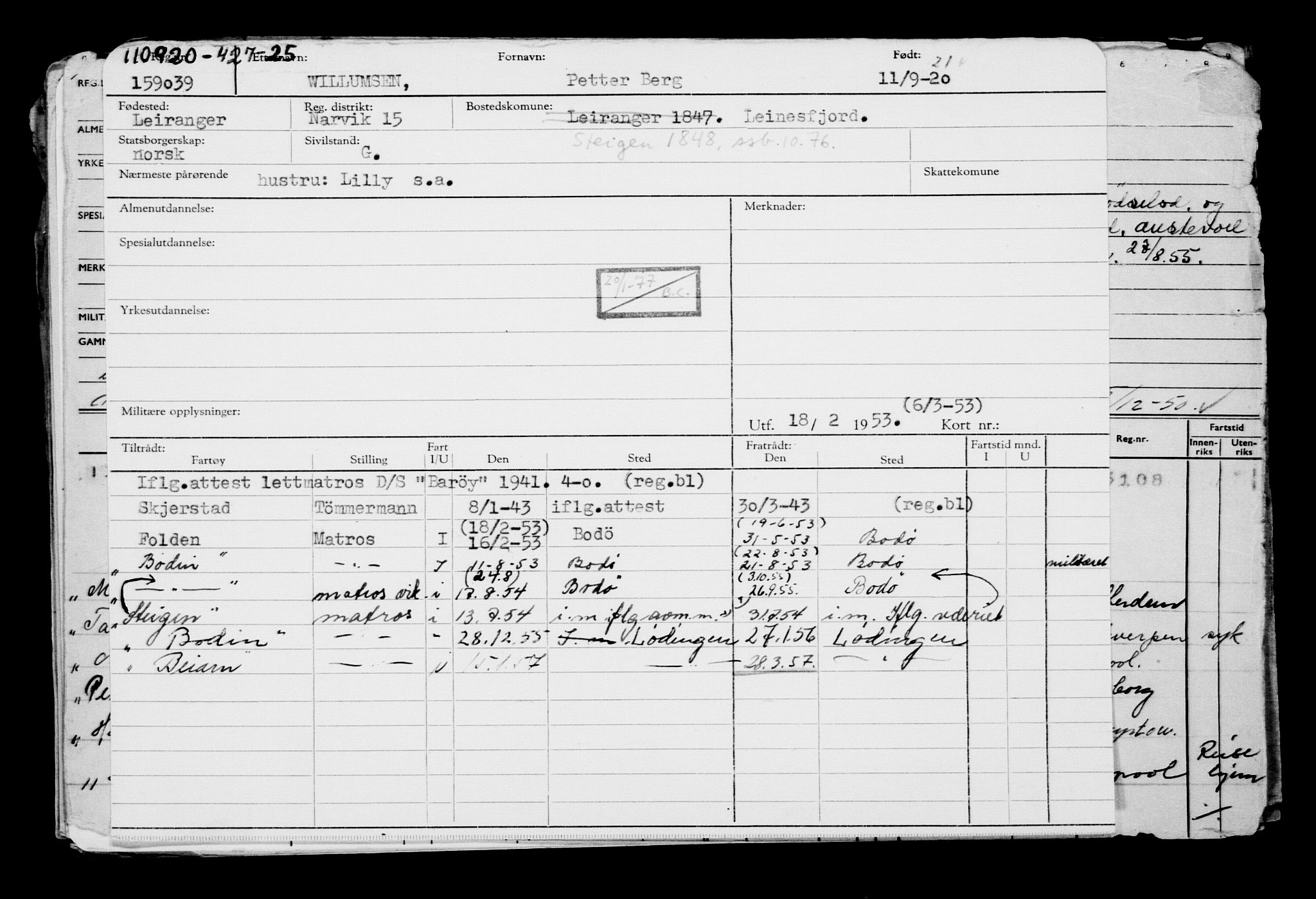 Direktoratet for sjømenn, AV/RA-S-3545/G/Gb/L0185: Hovedkort, 1920, p. 265