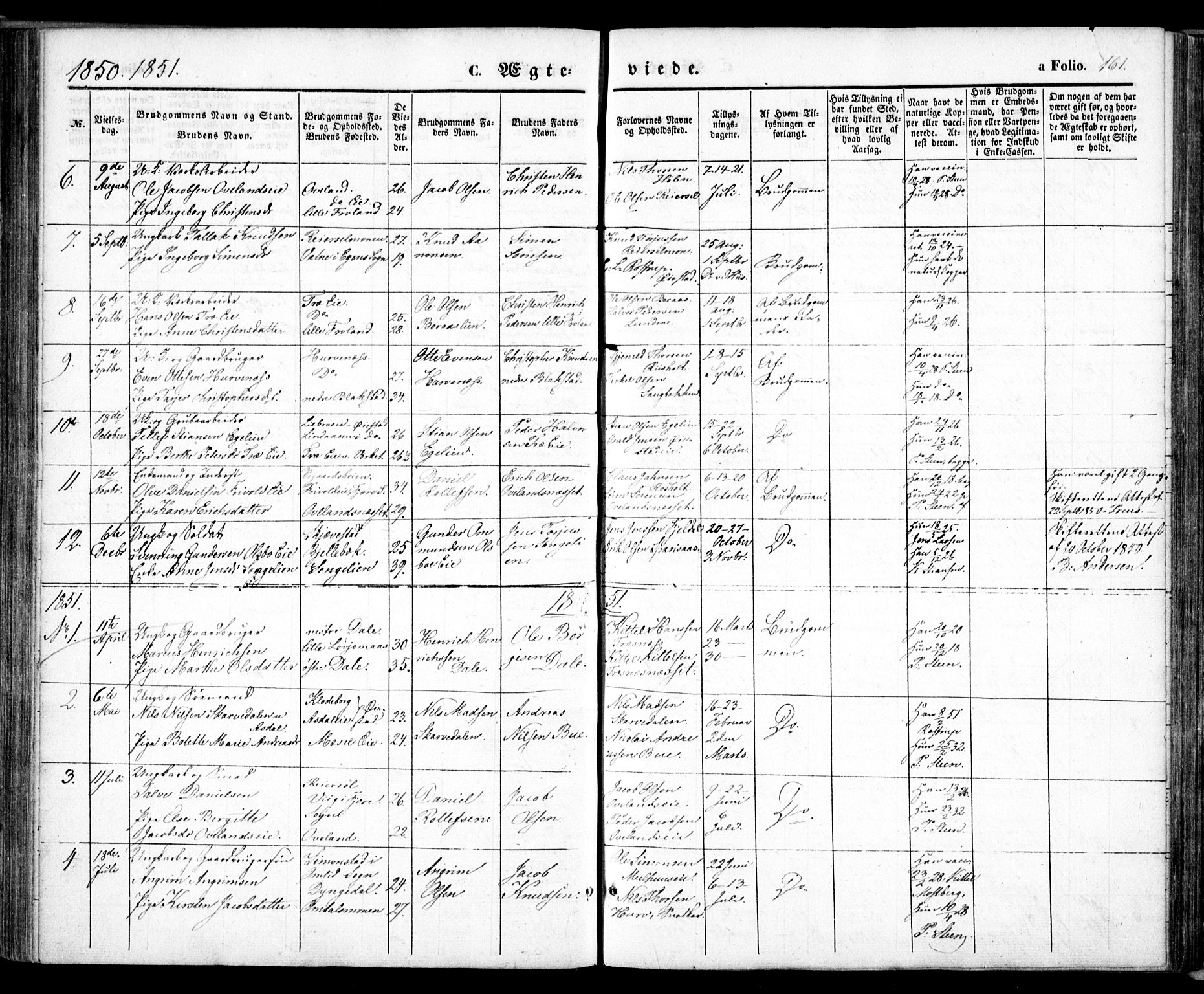 Froland sokneprestkontor, SAK/1111-0013/F/Fa/L0002: Parish register (official) no. A 2, 1845-1863, p. 161