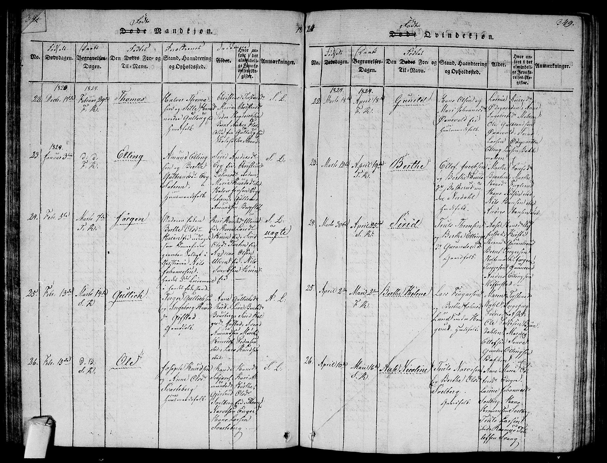 Lier kirkebøker, AV/SAKO-A-230/G/Ga/L0001: Parish register (copy) no. I 1, 1813-1824, p. 348-349