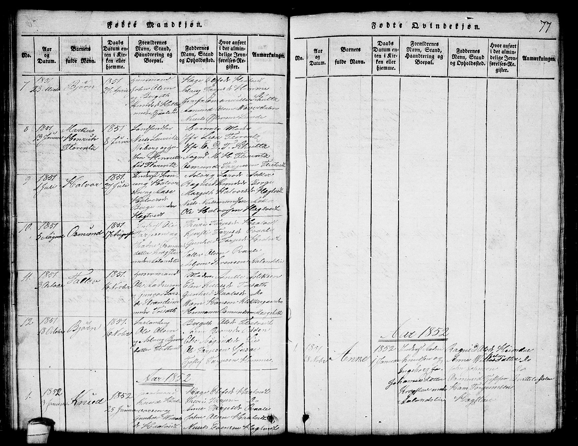 Lårdal kirkebøker, SAKO/A-284/G/Ga/L0001: Parish register (copy) no. I 1, 1815-1861, p. 77