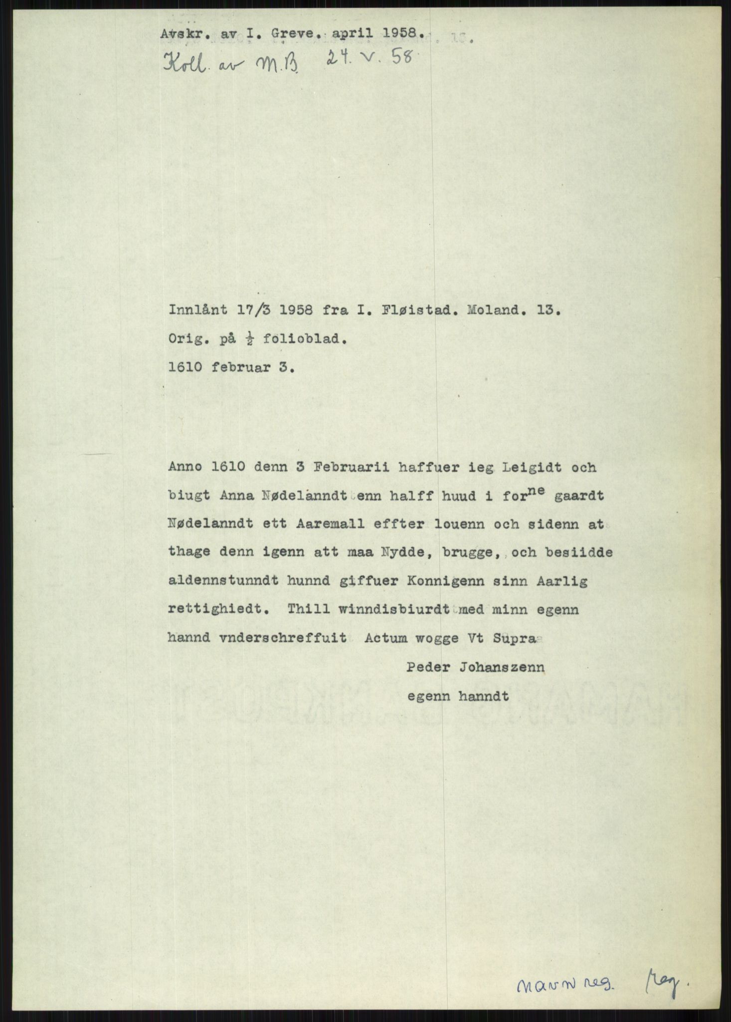 Samlinger til kildeutgivelse, Diplomavskriftsamlingen, AV/RA-EA-4053/H/Ha, p. 2048