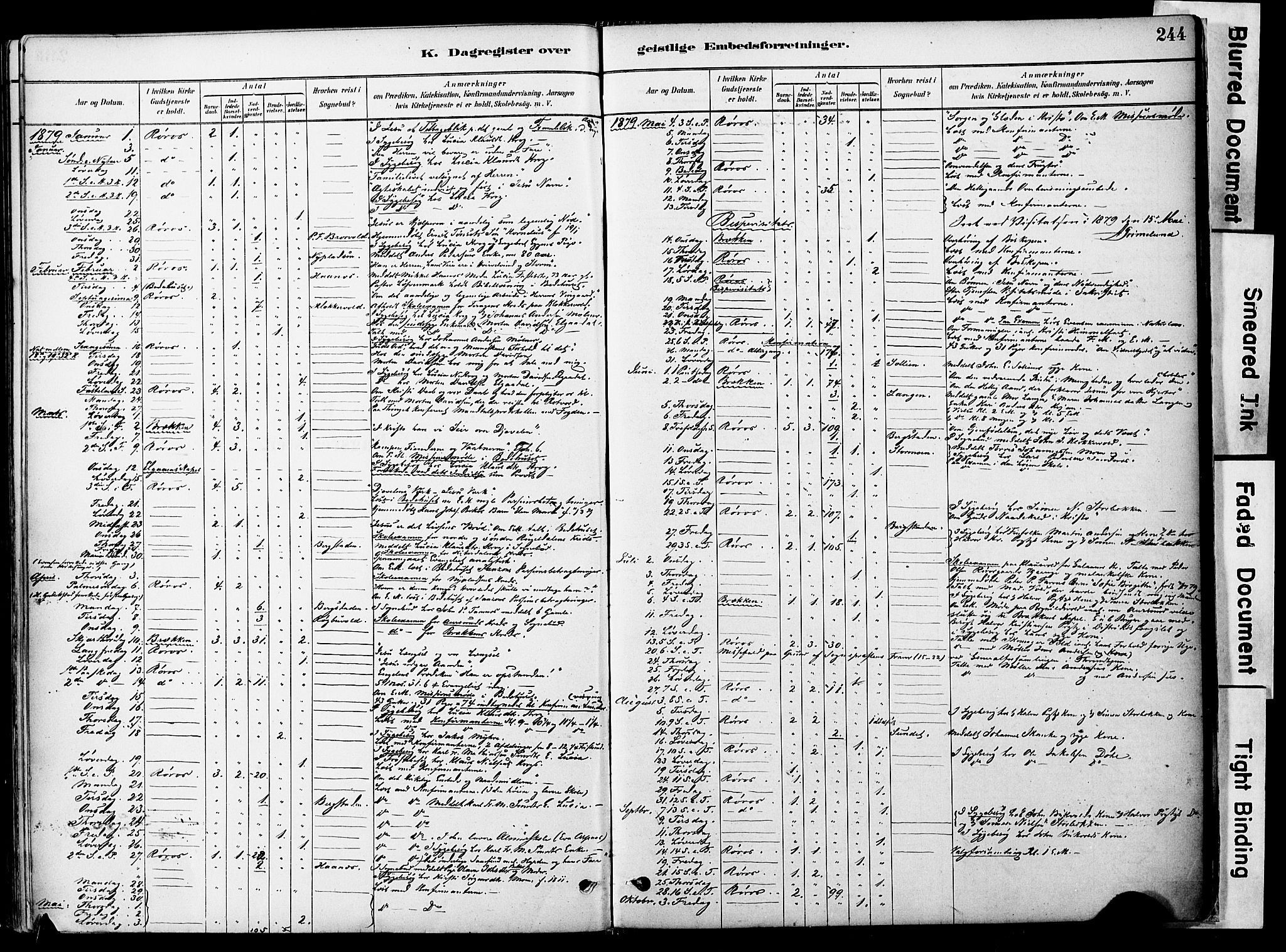 Ministerialprotokoller, klokkerbøker og fødselsregistre - Sør-Trøndelag, AV/SAT-A-1456/681/L0933: Parish register (official) no. 681A11, 1879-1890, p. 244