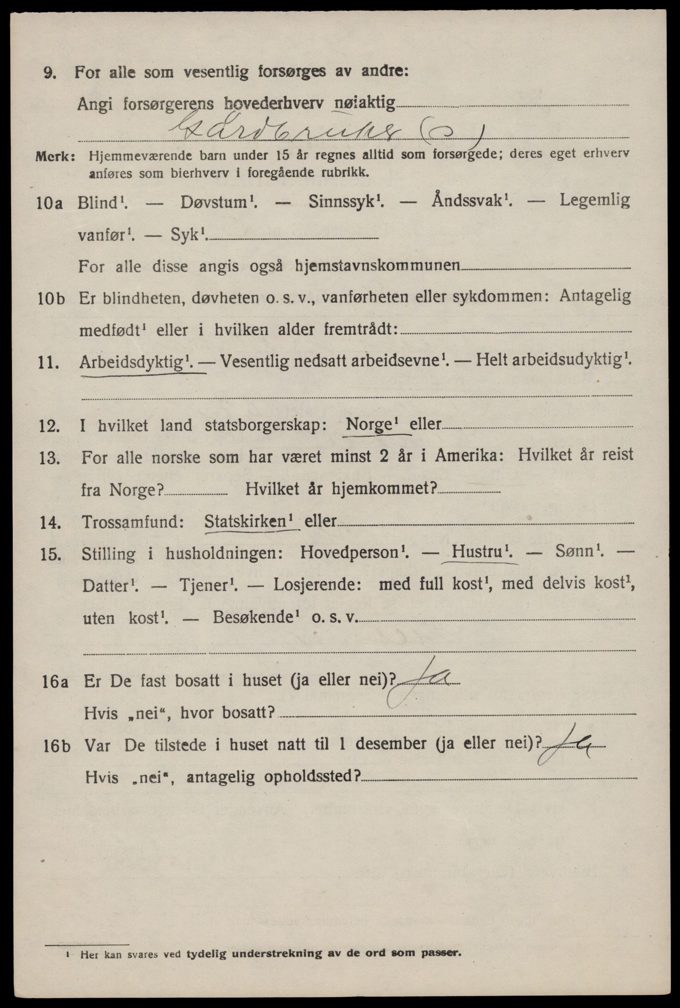 SAST, 1920 census for Nedstrand, 1920, p. 2020