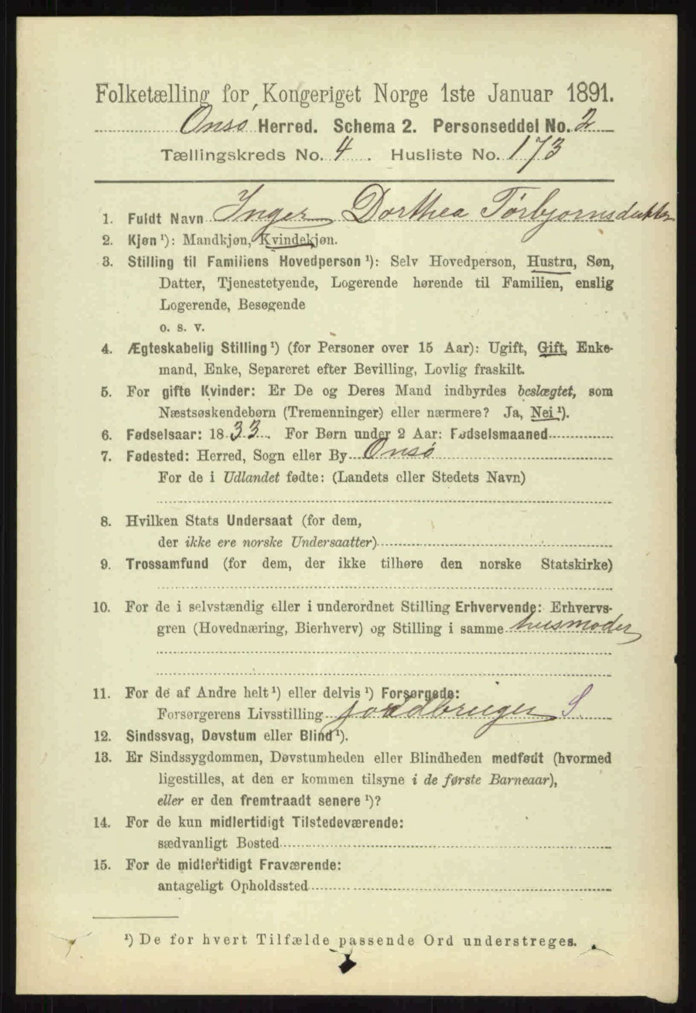 RA, 1891 census for 0134 Onsøy, 1891, p. 3697