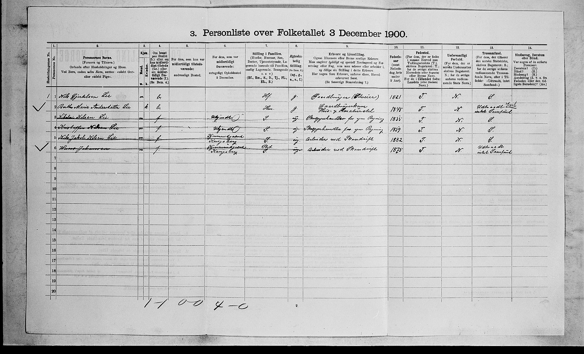 RA, 1900 census for Øvre Eiker, 1900, p. 2676