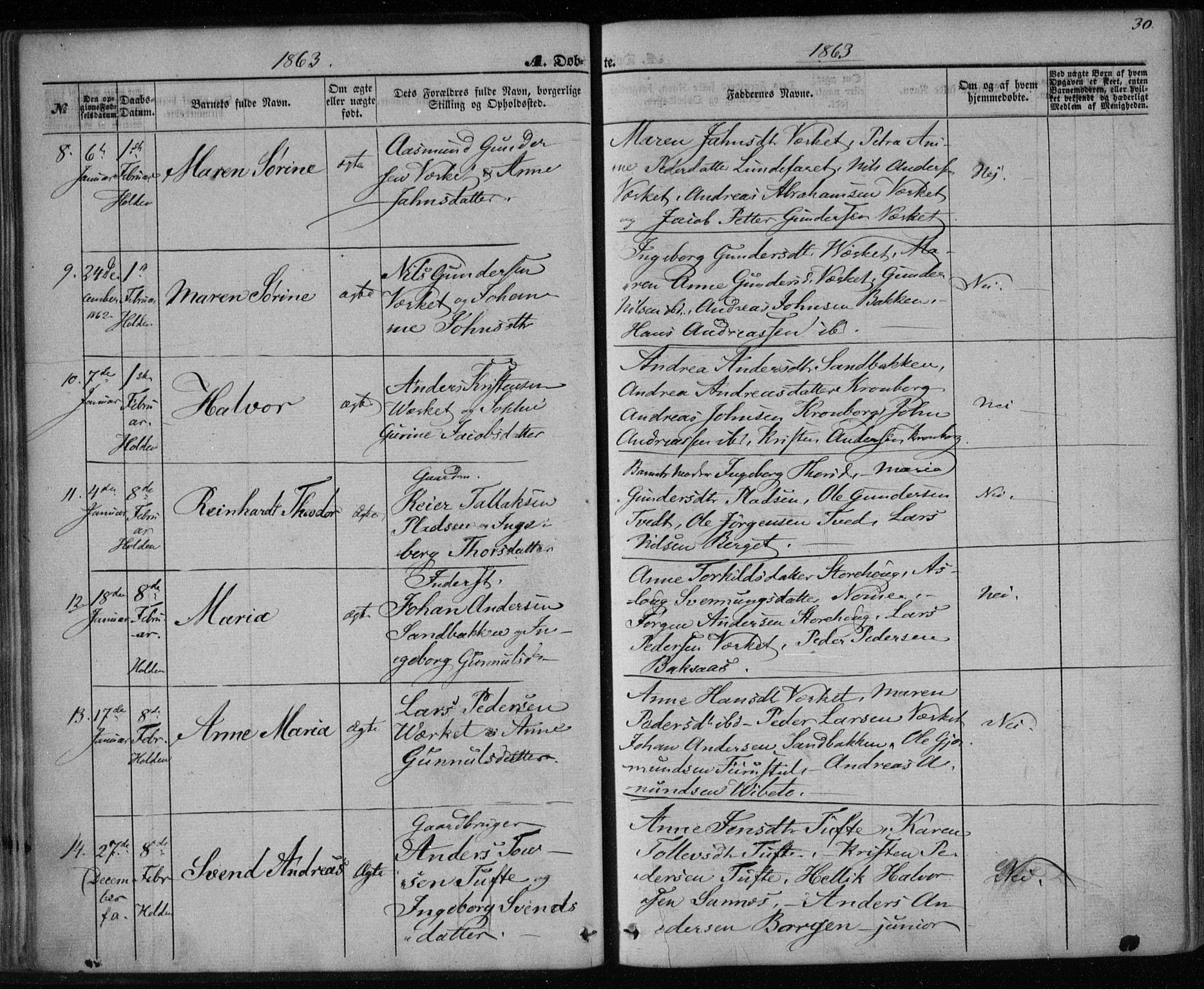 Holla kirkebøker, SAKO/A-272/F/Fa/L0006: Parish register (official) no. 6, 1861-1869, p. 30