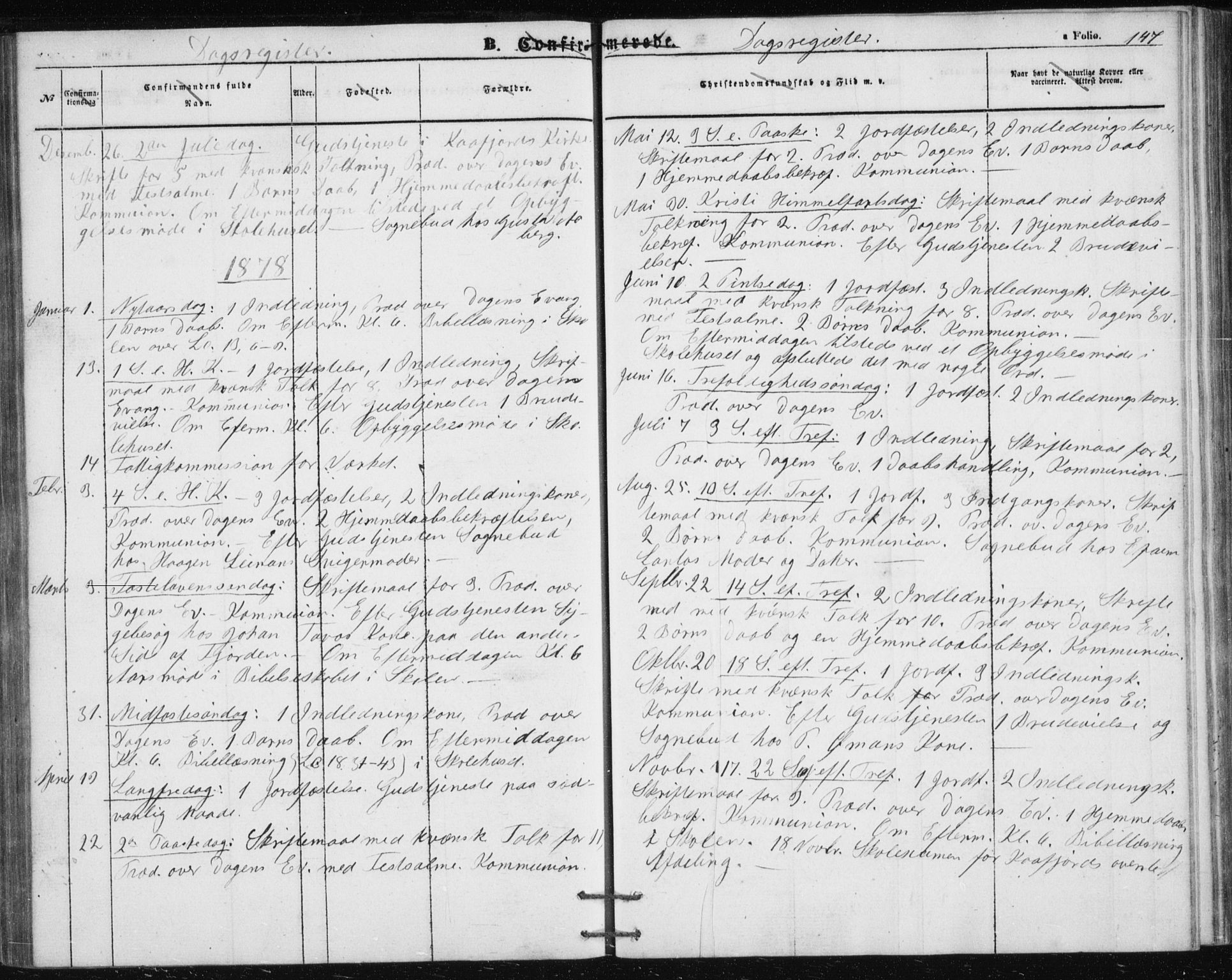 Alta sokneprestkontor, SATØ/S-1338/H/Hb/L0002.klokk: Parish register (copy) no. 2, 1856-1880, p. 147
