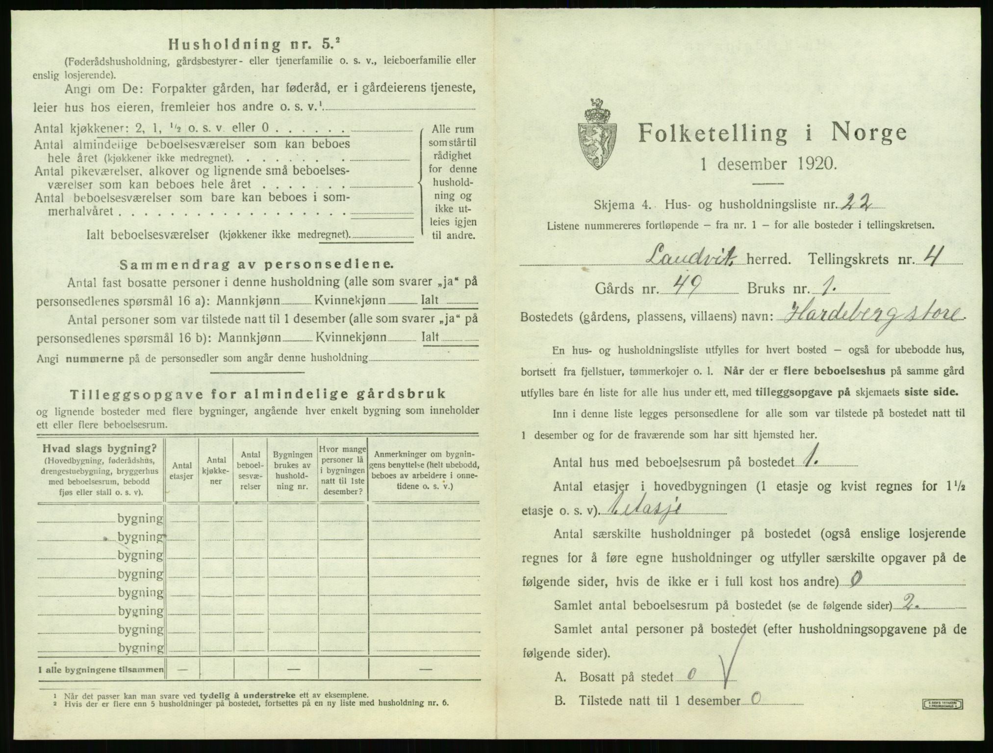 SAK, 1920 census for Landvik, 1920, p. 724