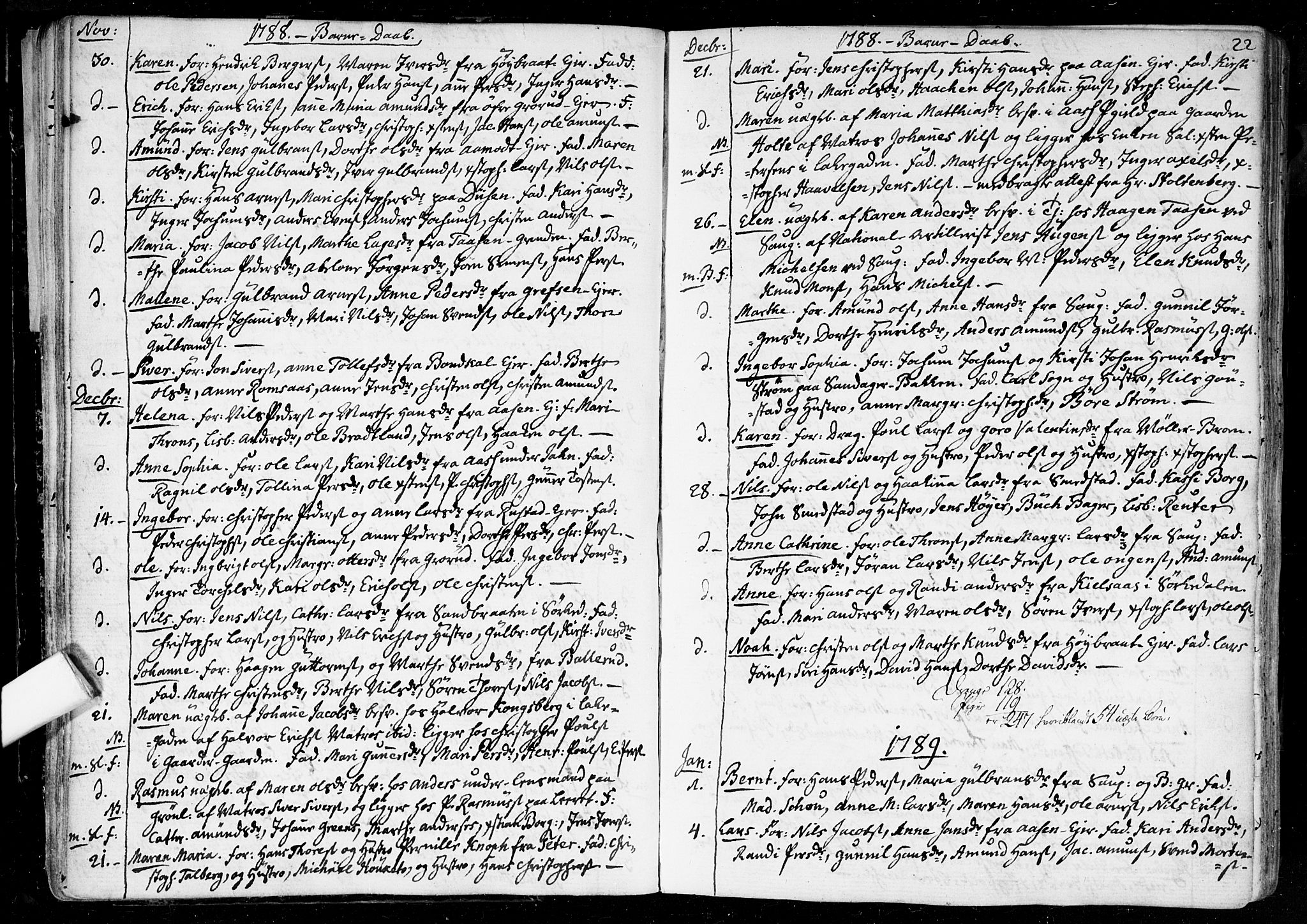 Aker prestekontor kirkebøker, SAO/A-10861/F/L0010: Parish register (official) no. 10, 1786-1809, p. 22