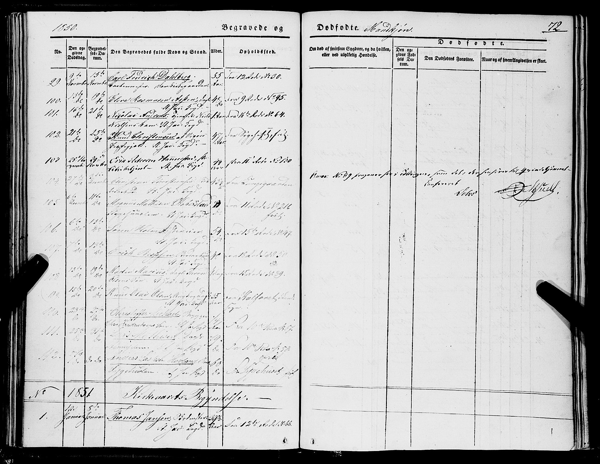 Domkirken sokneprestembete, SAB/A-74801/H/Haa/L0040: Parish register (official) no. E 1, 1841-1853, p. 72
