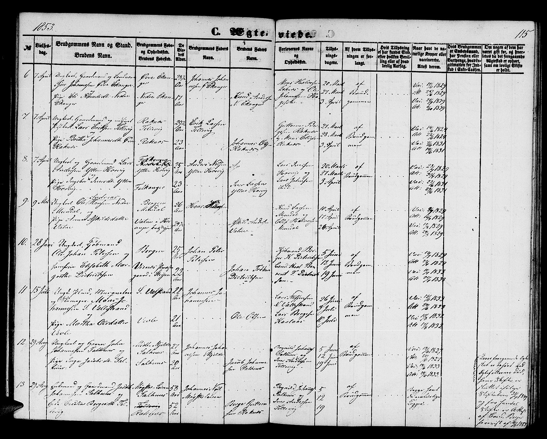 Hamre sokneprestembete, SAB/A-75501/H/Ha/Hab: Parish register (copy) no. B 1, 1852-1863, p. 115