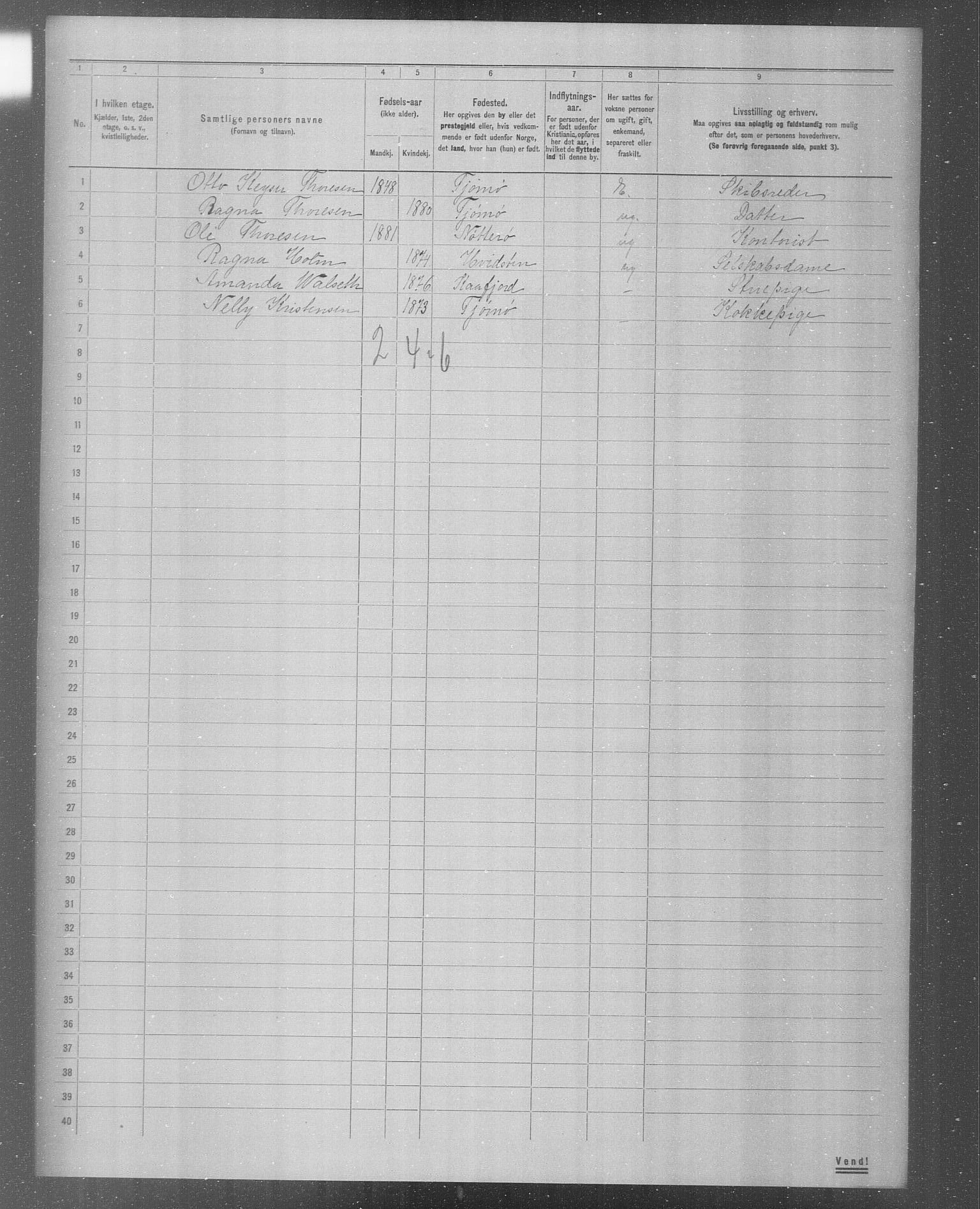 OBA, Municipal Census 1904 for Kristiania, 1904, p. 5399