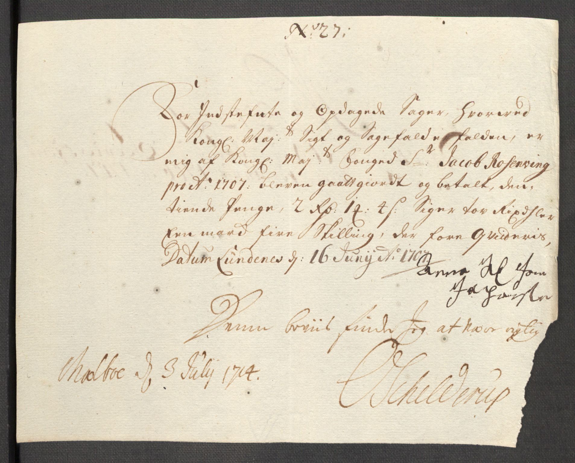 Rentekammeret inntil 1814, Reviderte regnskaper, Fogderegnskap, AV/RA-EA-4092/R68/L4756: Fogderegnskap Senja og Troms, 1705-1707, p. 492