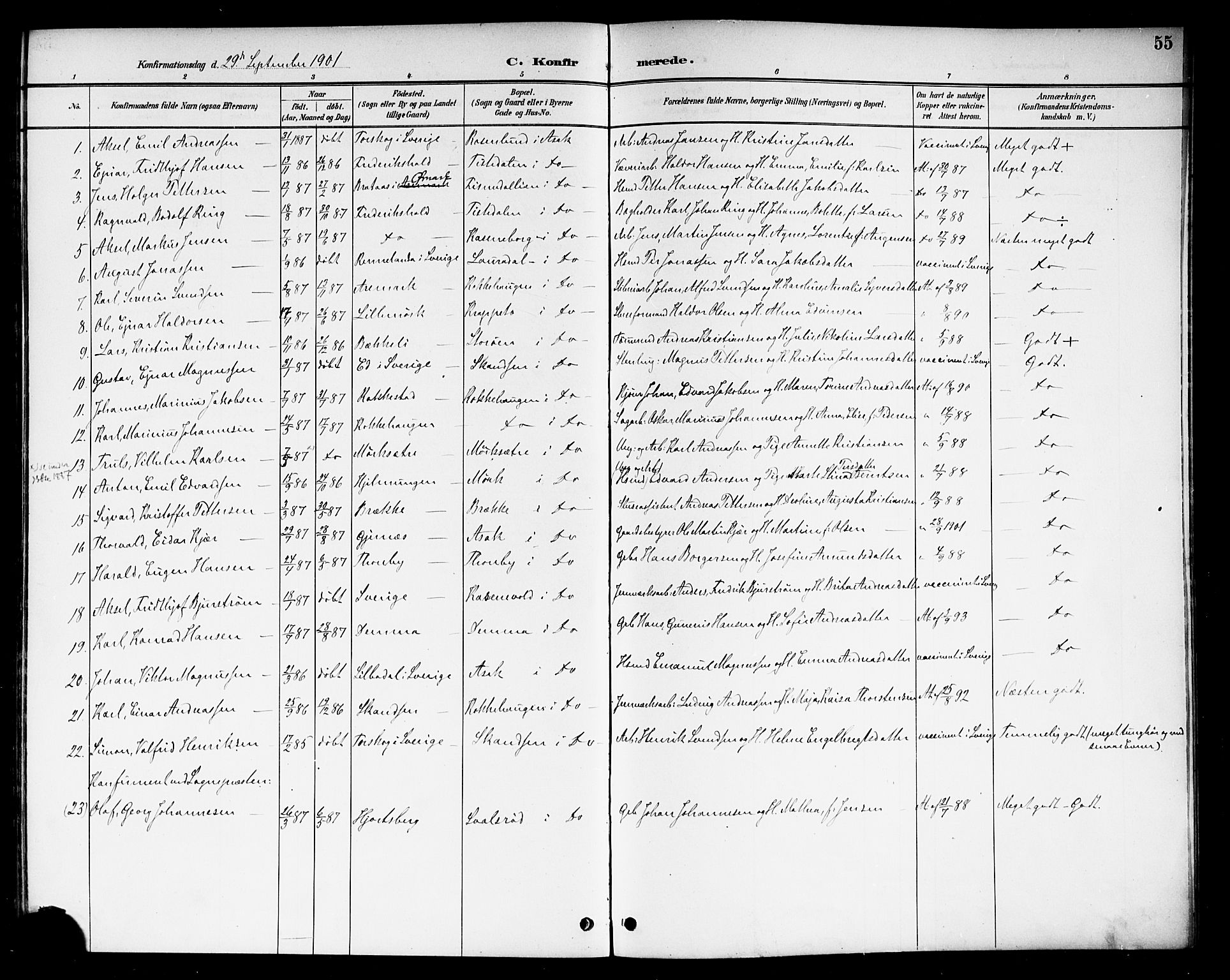 Berg prestekontor Kirkebøker, AV/SAO-A-10902/F/Fb/L0002: Parish register (official) no. II 2, 1888-1902, p. 55