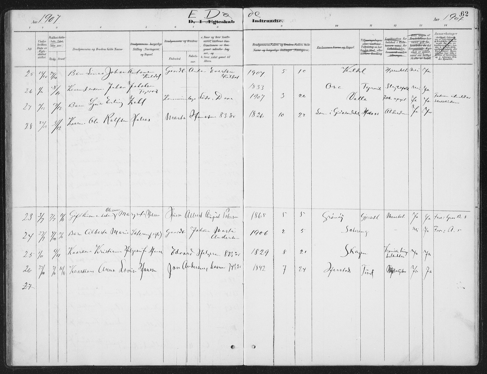 Ministerialprotokoller, klokkerbøker og fødselsregistre - Nordland, AV/SAT-A-1459/843/L0638: Parish register (copy) no. 843C07, 1888-1907, p. 62