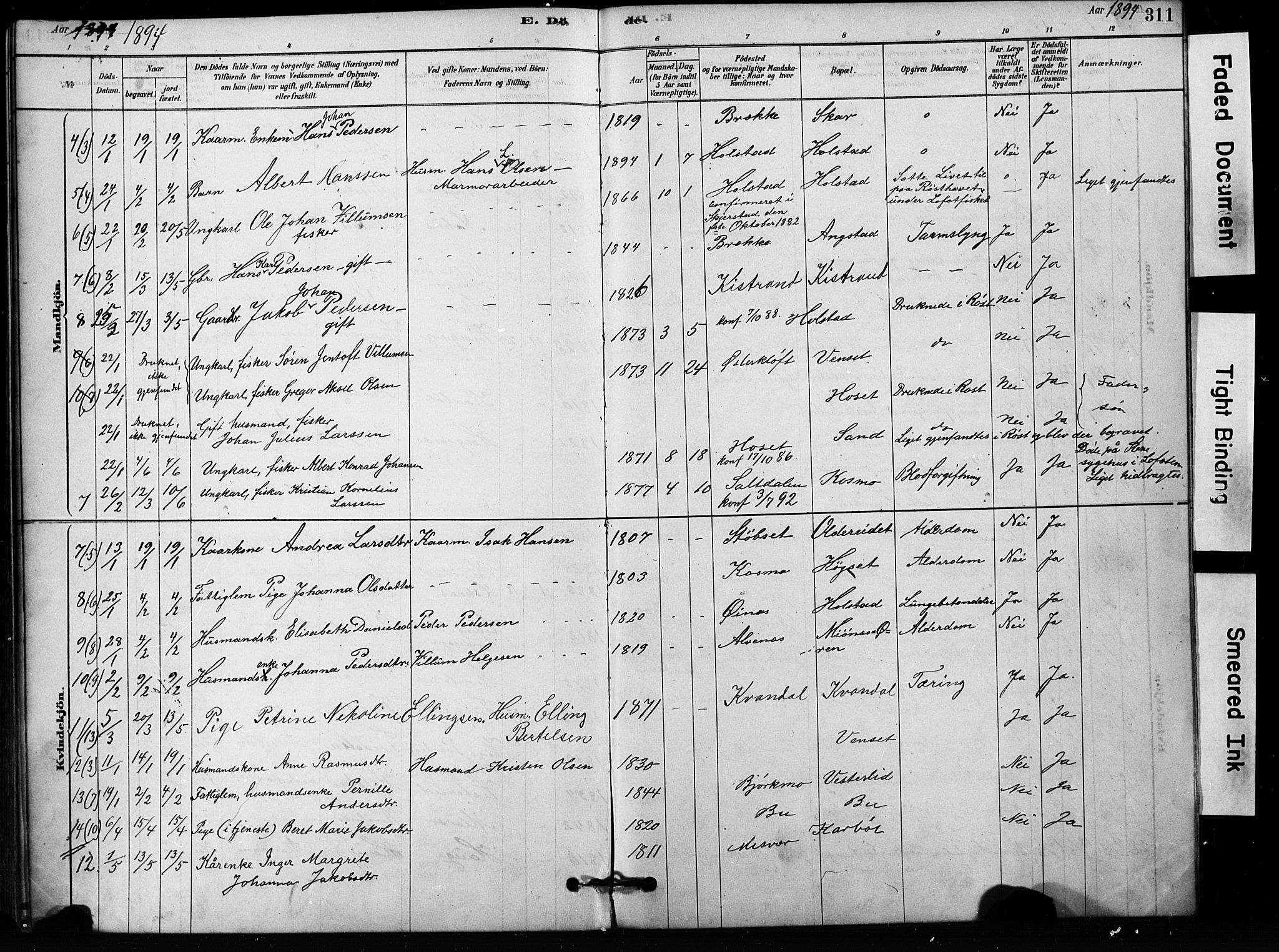 Ministerialprotokoller, klokkerbøker og fødselsregistre - Nordland, SAT/A-1459/852/L0754: Parish register (copy) no. 852C05, 1878-1894, p. 311