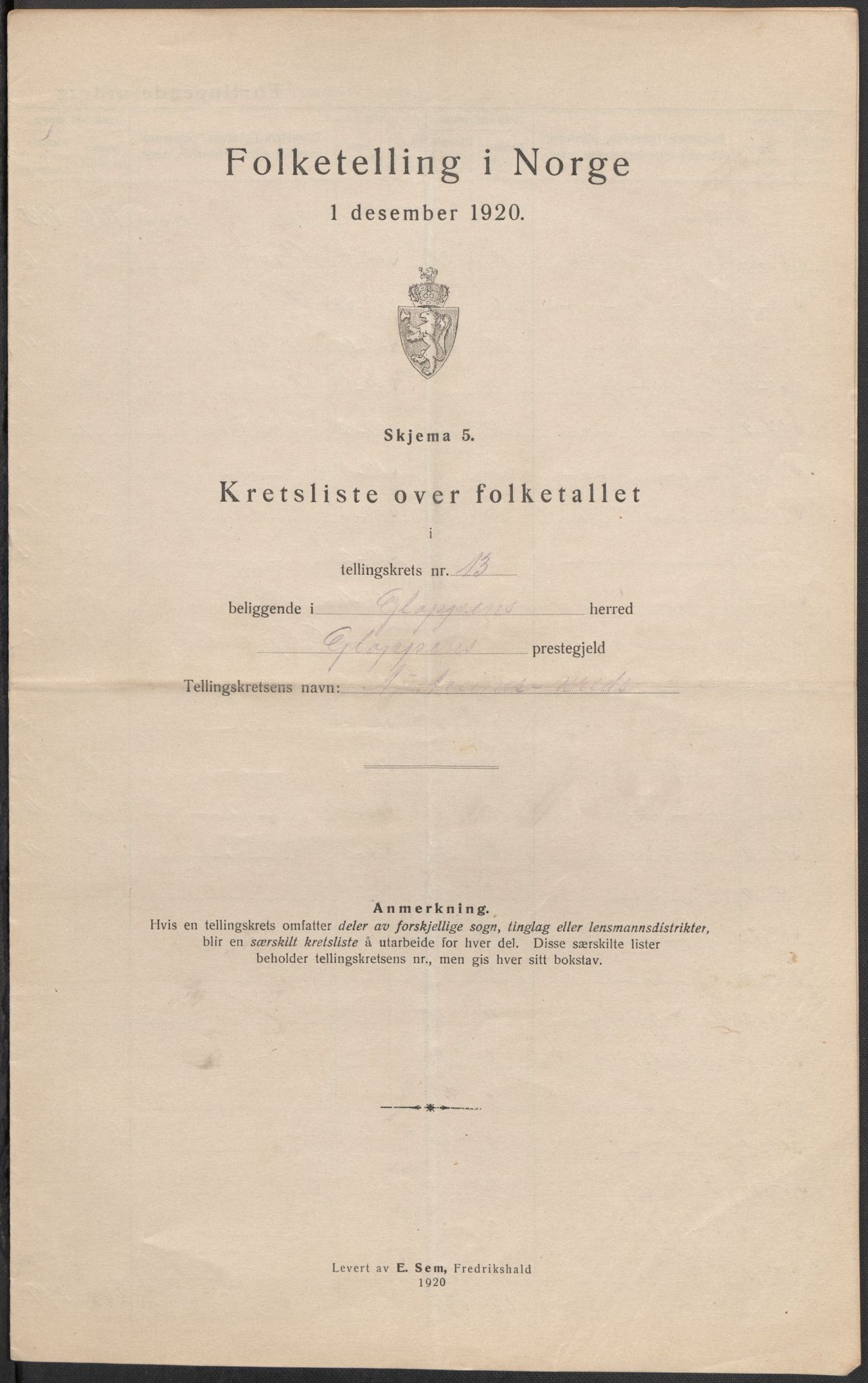 SAB, 1920 census for Gloppen, 1920, p. 42