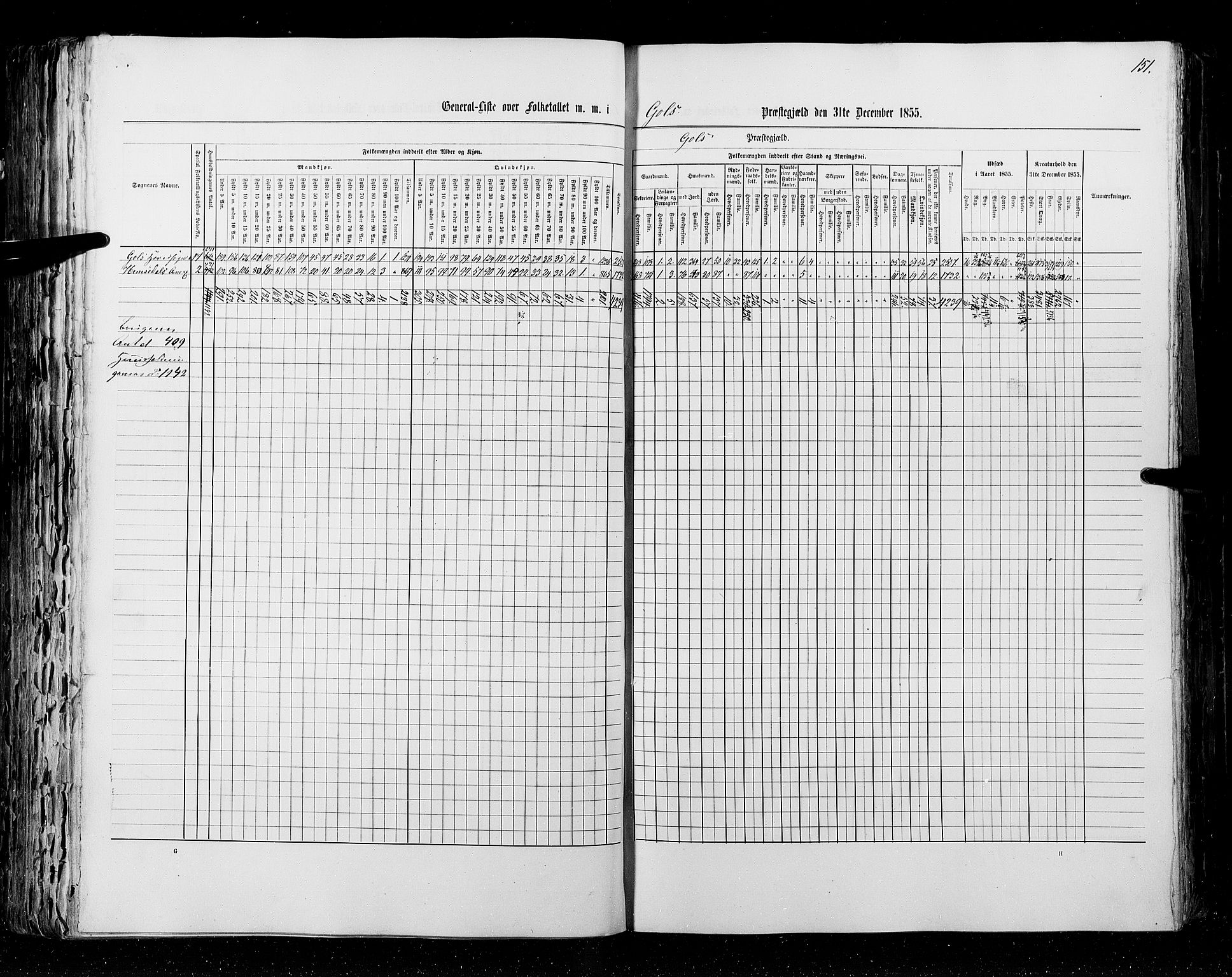 RA, Census 1855, vol. 2: Kristians amt, Buskerud amt og Jarlsberg og Larvik amt, 1855, p. 151