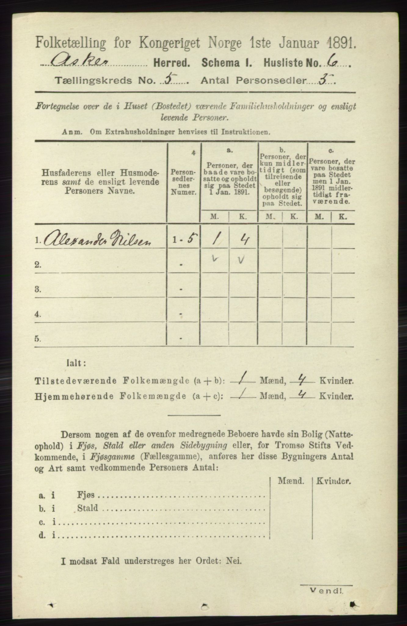 RA, 1891 census for 0220 Asker, 1891, p. 3637