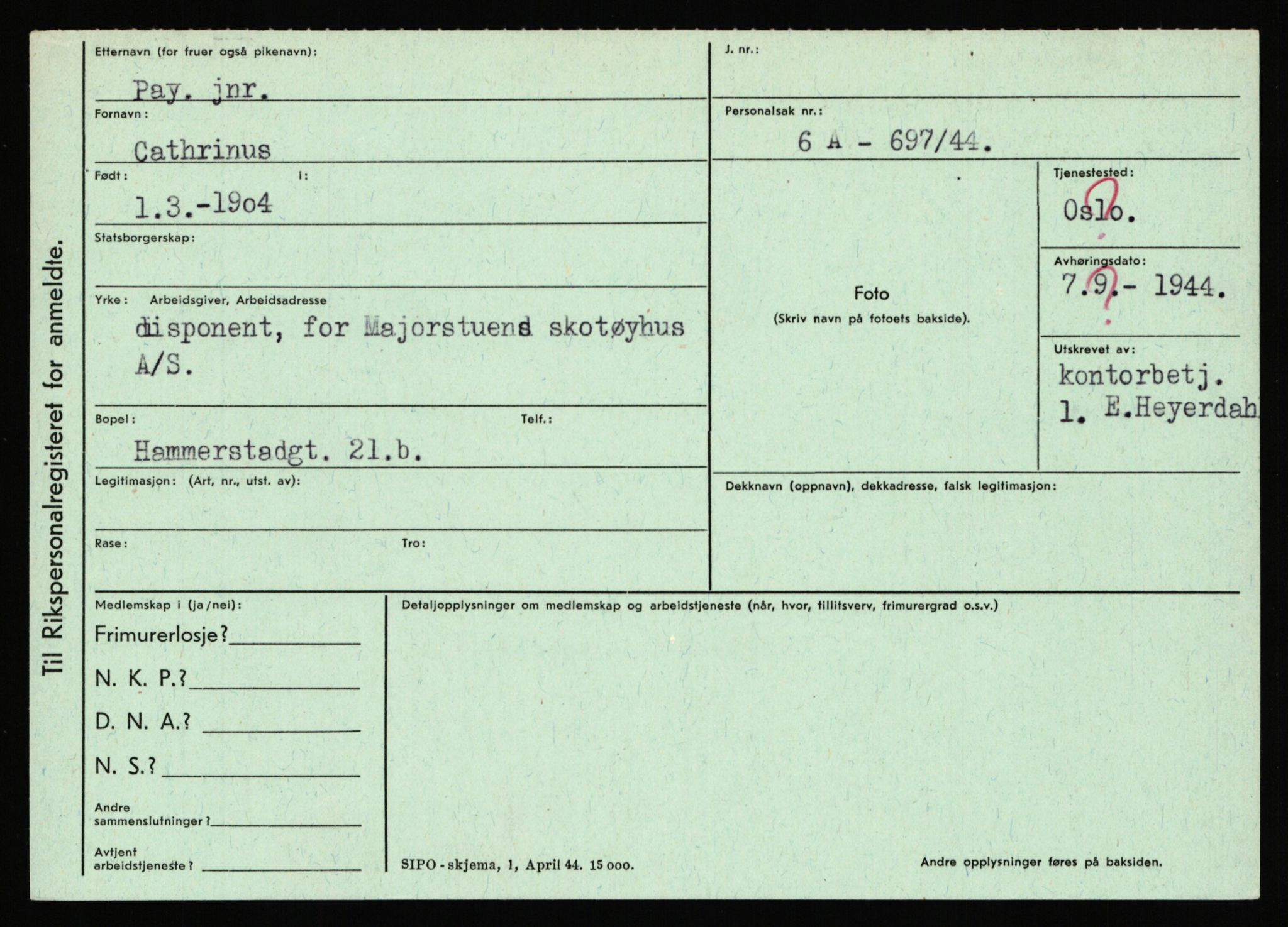 Statspolitiet - Hovedkontoret / Osloavdelingen, AV/RA-S-1329/C/Ca/L0012: Oanæs - Quistgaard	, 1943-1945, p. 3113