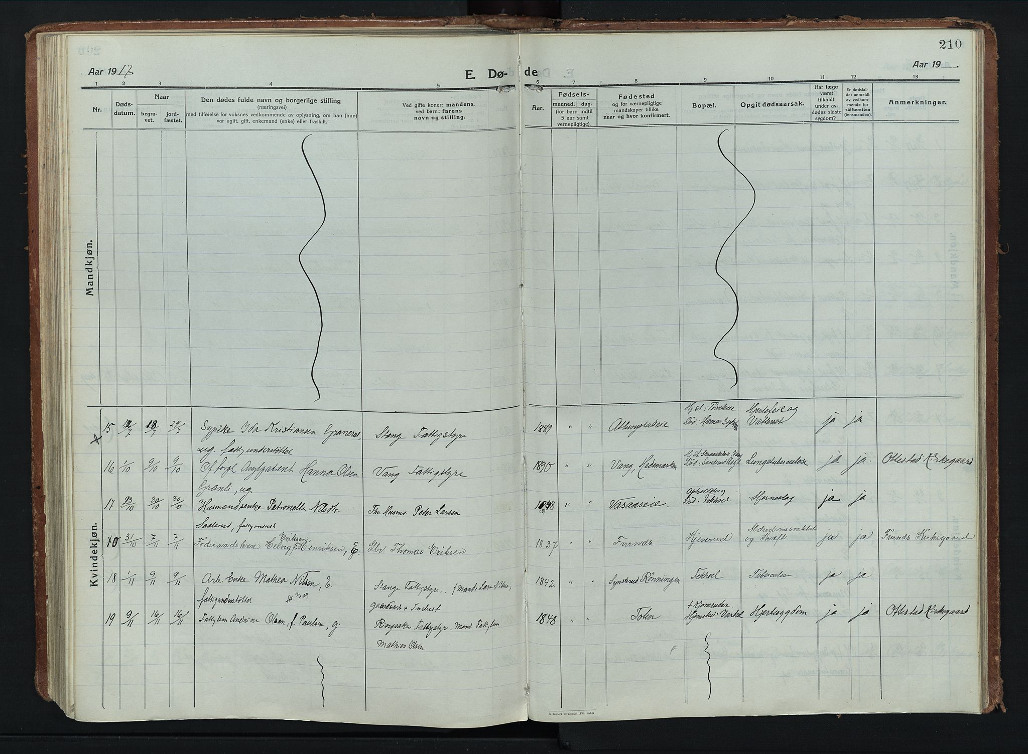 Stange prestekontor, AV/SAH-PREST-002/K/L0028: Parish register (official) no. 28, 1913-1932, p. 210