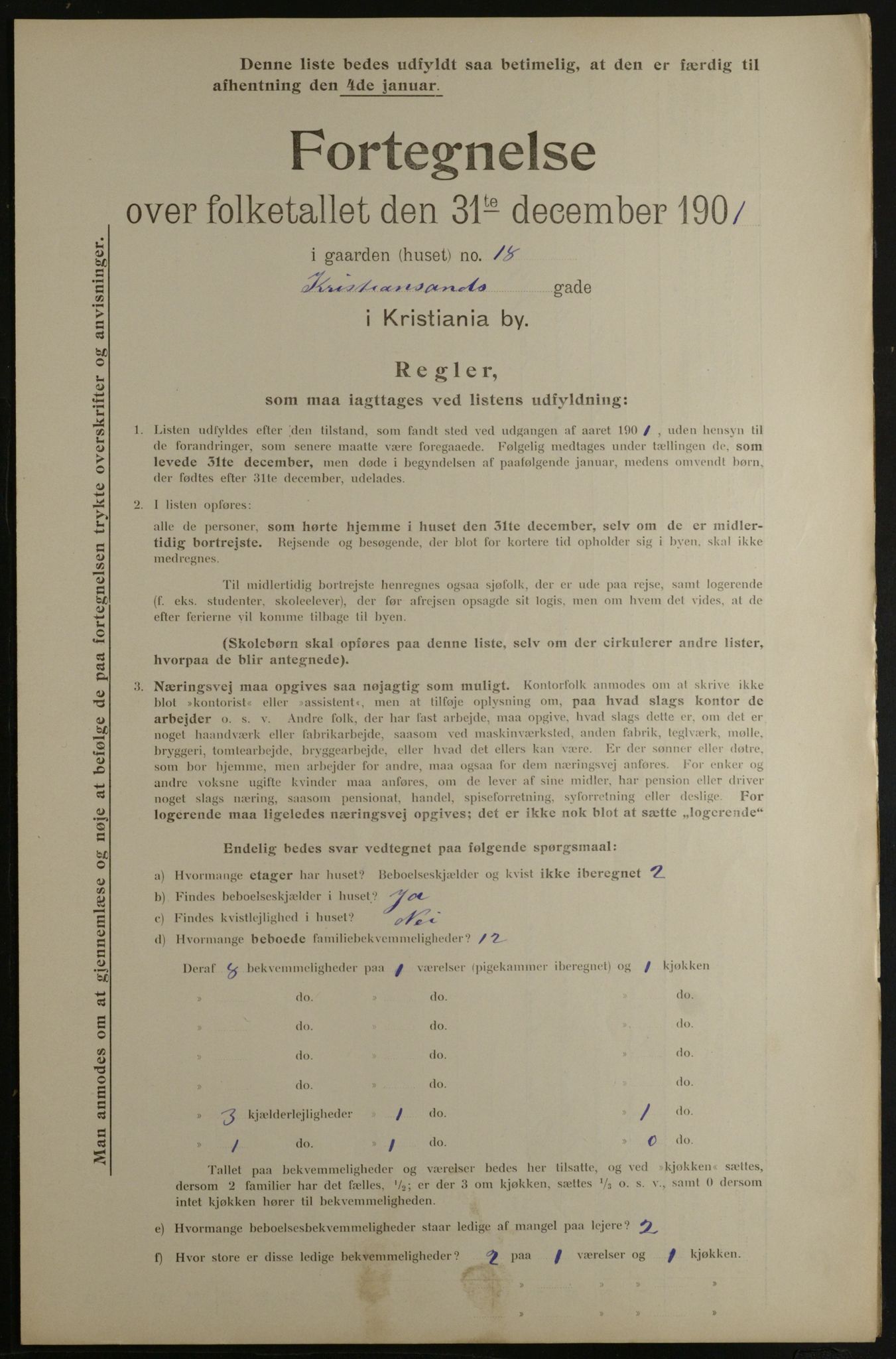 OBA, Municipal Census 1901 for Kristiania, 1901, p. 8385