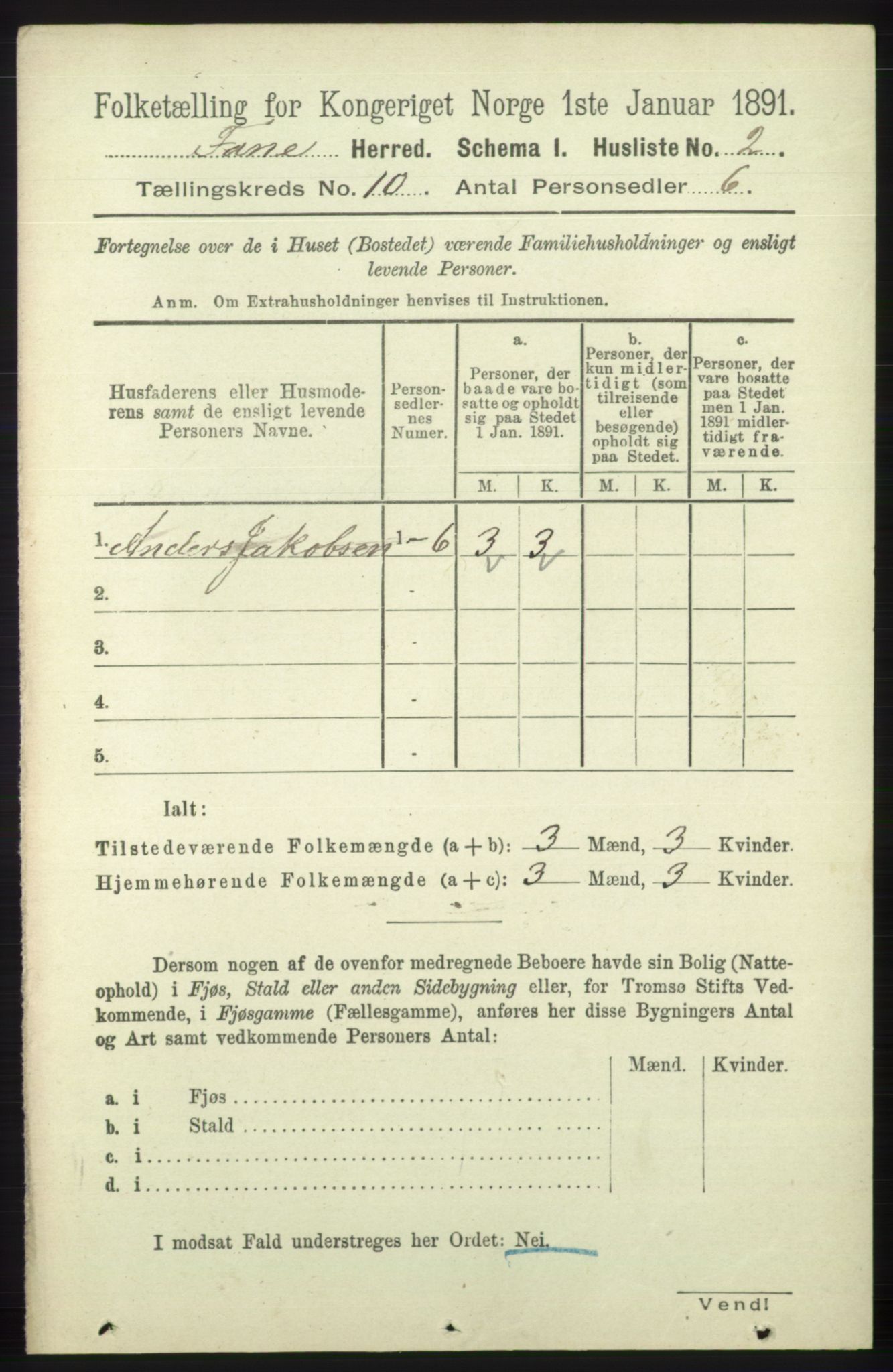 RA, 1891 census for 1249 Fana, 1891, p. 5350