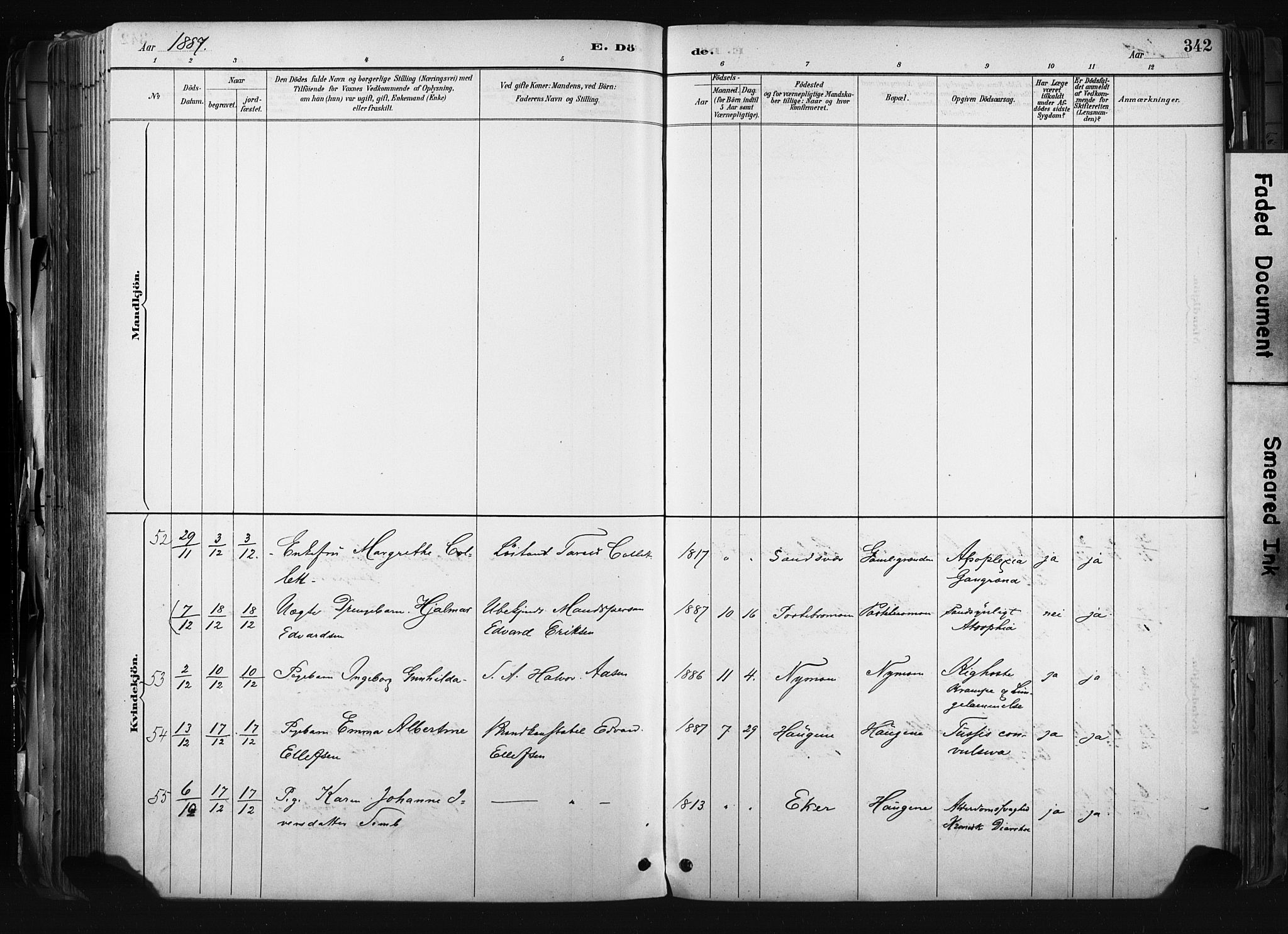 Kongsberg kirkebøker, AV/SAKO-A-22/F/Fb/L0002: Parish register (official) no. II 2, 1886-1896, p. 342