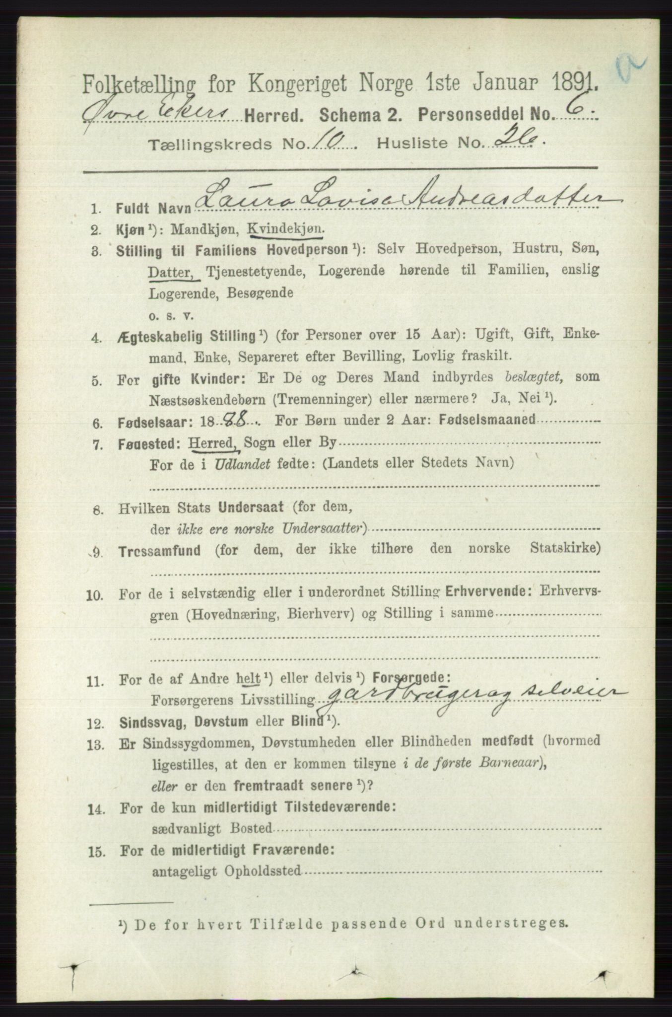 RA, 1891 census for 0624 Øvre Eiker, 1891, p. 4194