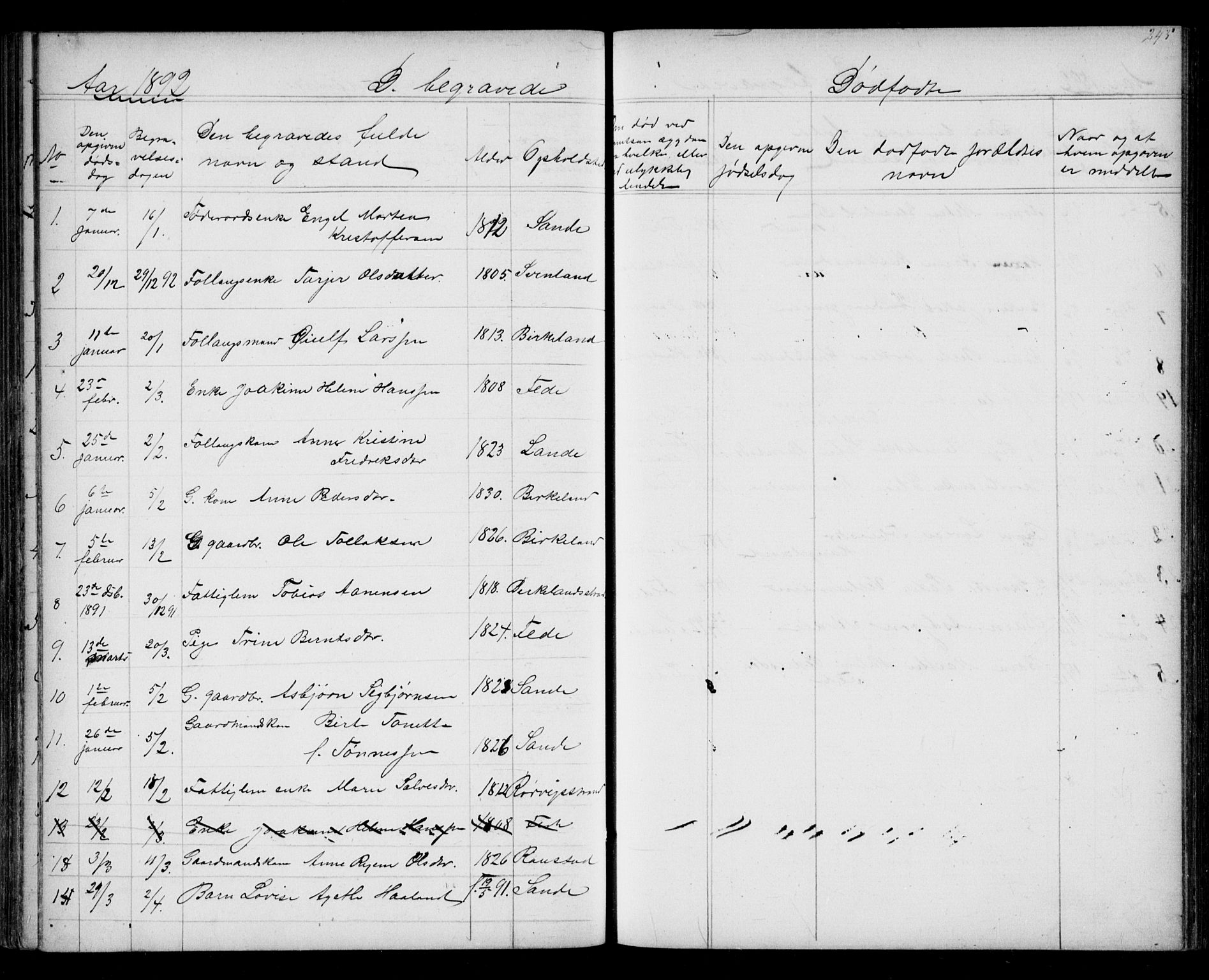 Kvinesdal sokneprestkontor, AV/SAK-1111-0026/F/Fb/Fba/L0003: Parish register (copy) no. B 3, 1858-1893, p. 245