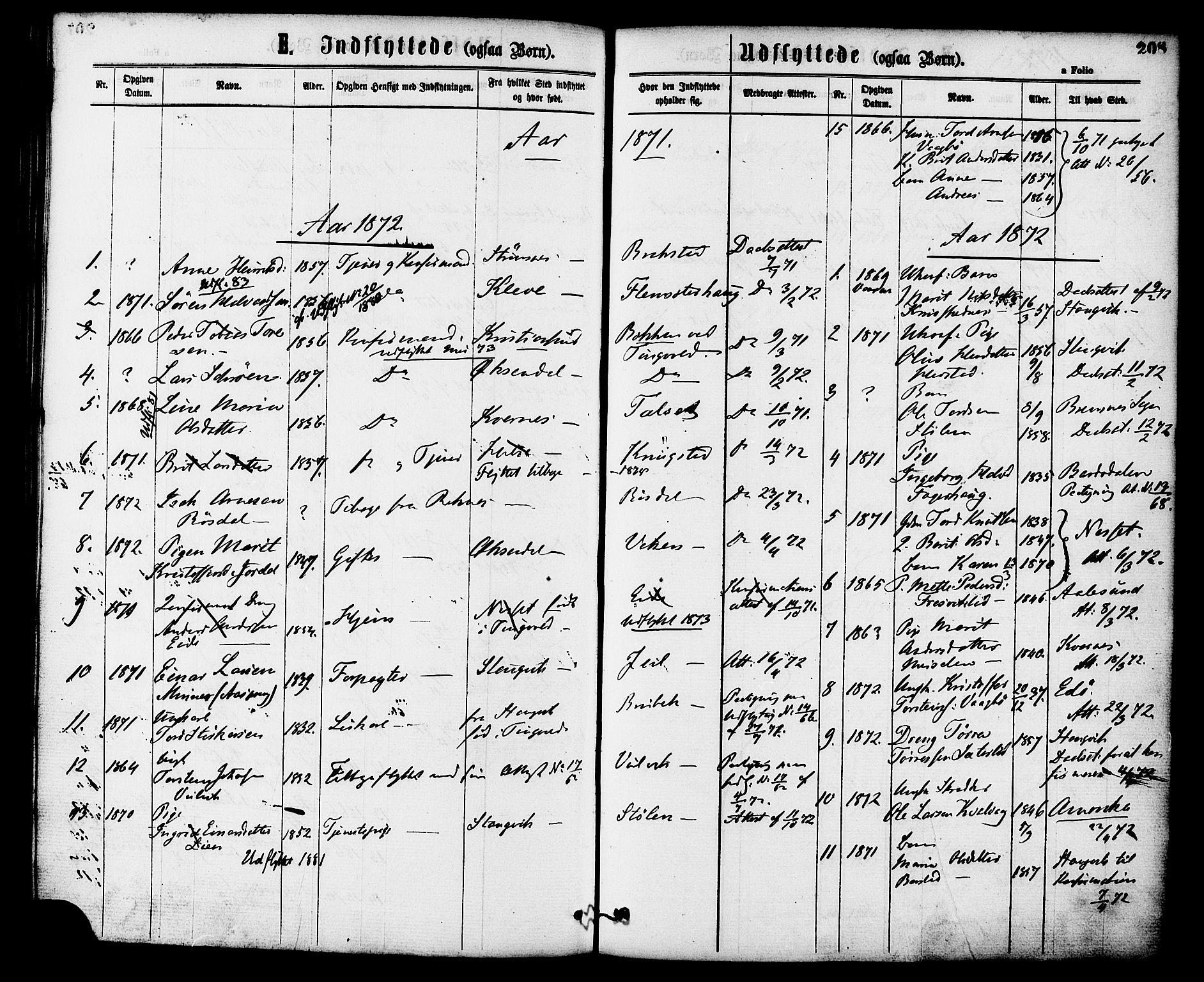 Ministerialprotokoller, klokkerbøker og fødselsregistre - Møre og Romsdal, SAT/A-1454/586/L0986: Parish register (official) no. 586A12, 1867-1878, p. 208